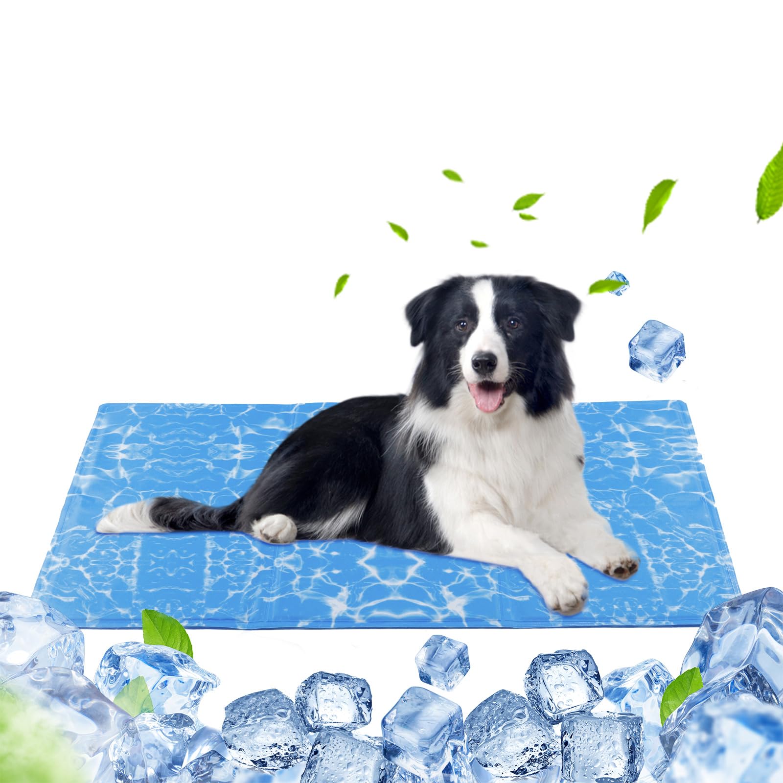 DEWEL Tappetino Refrigerante Cani e Gatti, Materassino Cane 50 x 90 cm, Adatto per Animali Domestici di Peso Inferiore a 25 kg, Raffreddamento Estivo del Lettino per Cani, Blu