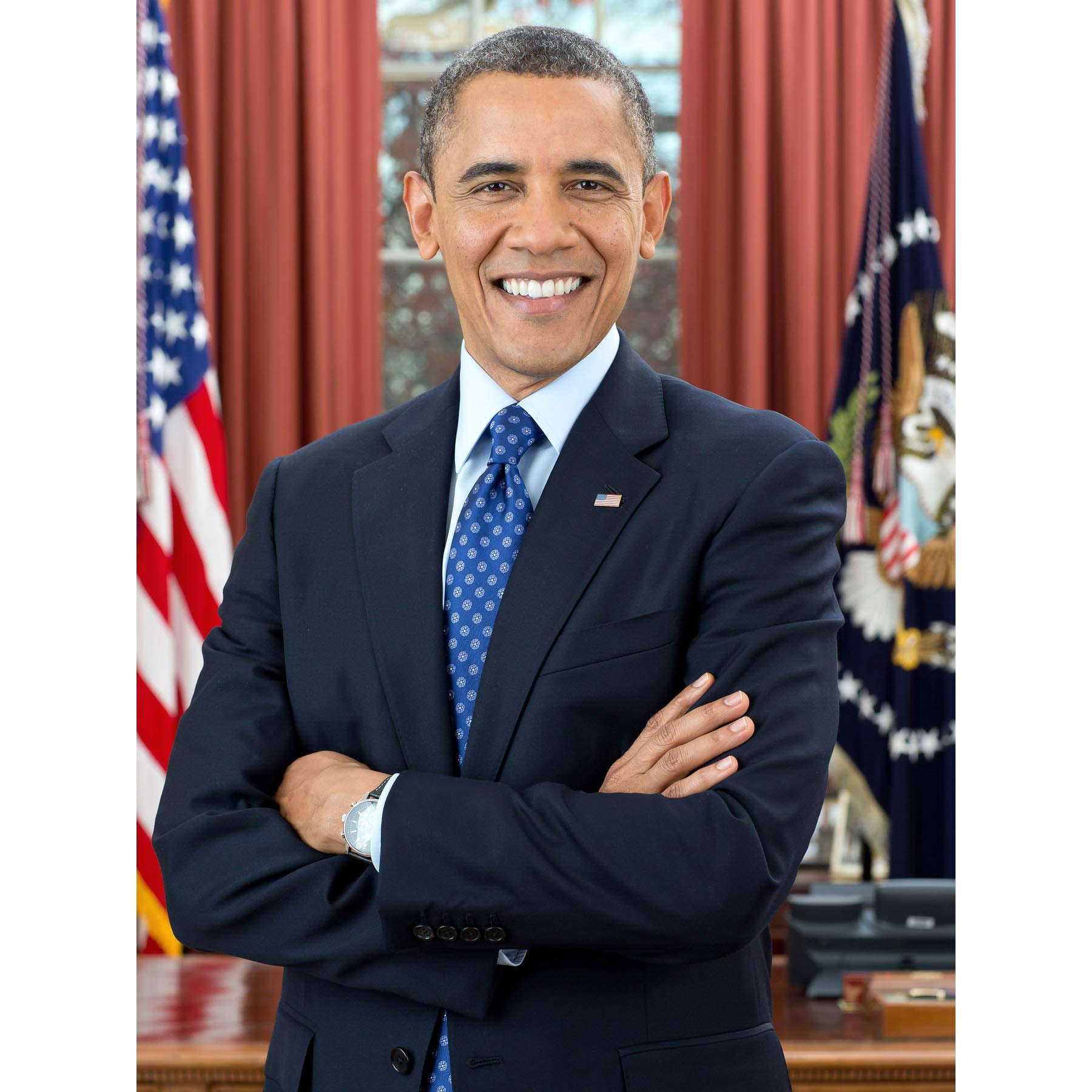 Artery8 Souza Portrait US President Barack Obama Photo Premium Wall Art Canvas Print 18X24 Inch