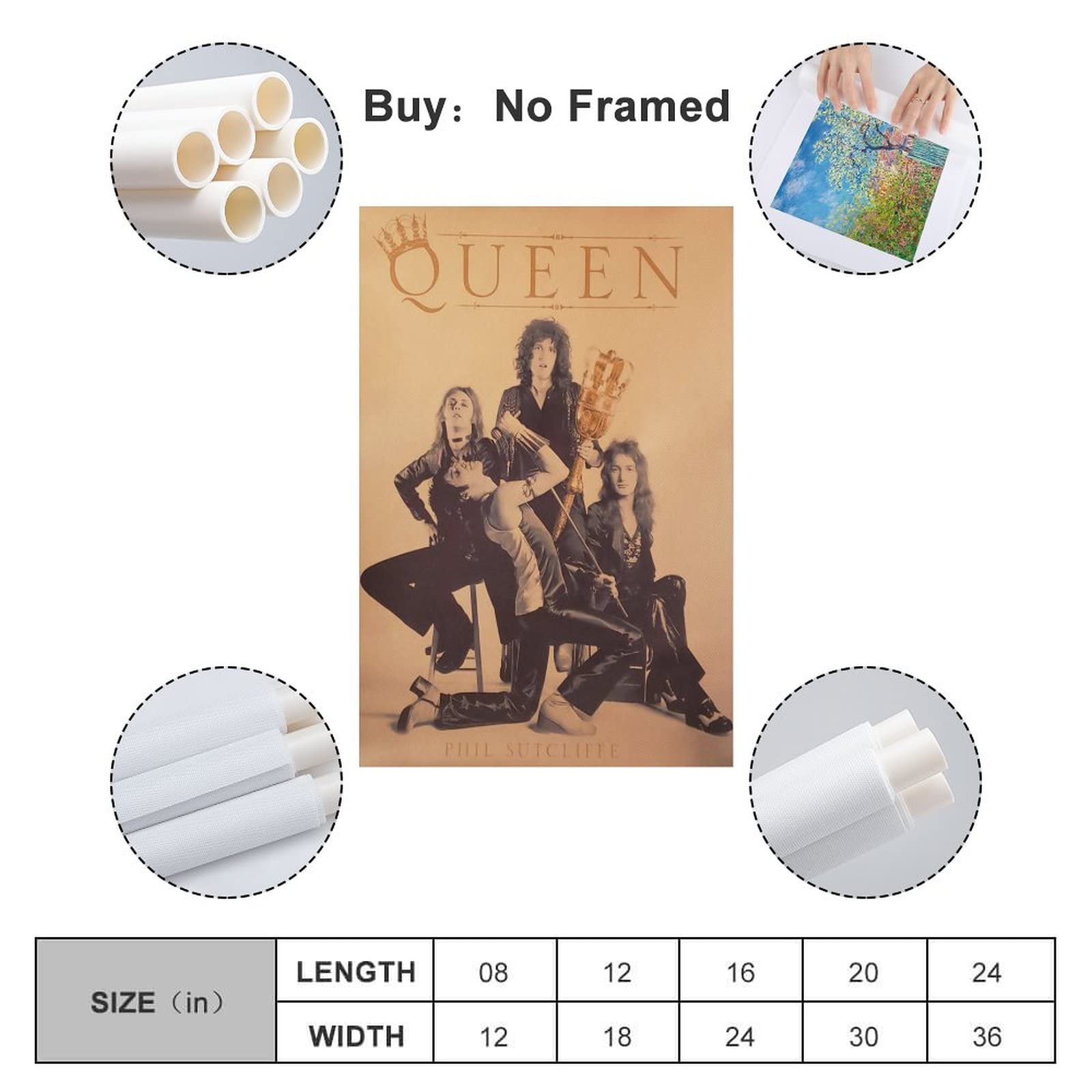 IEJ Pôster vintage banda queen pôster pintura decorativa tela arte
