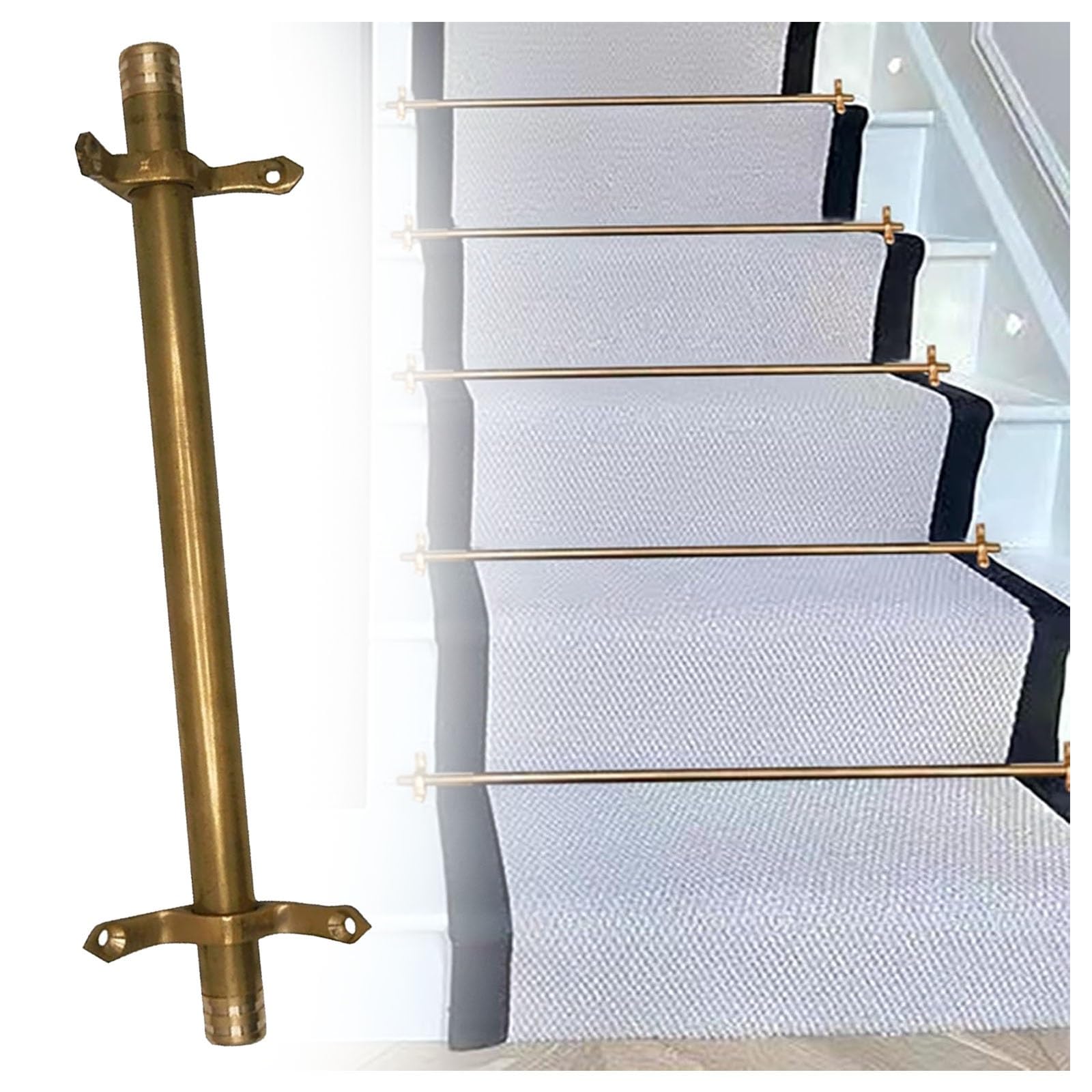 Barres de tapis d'escalier en laiton poli et supports de fixation haut de gamme