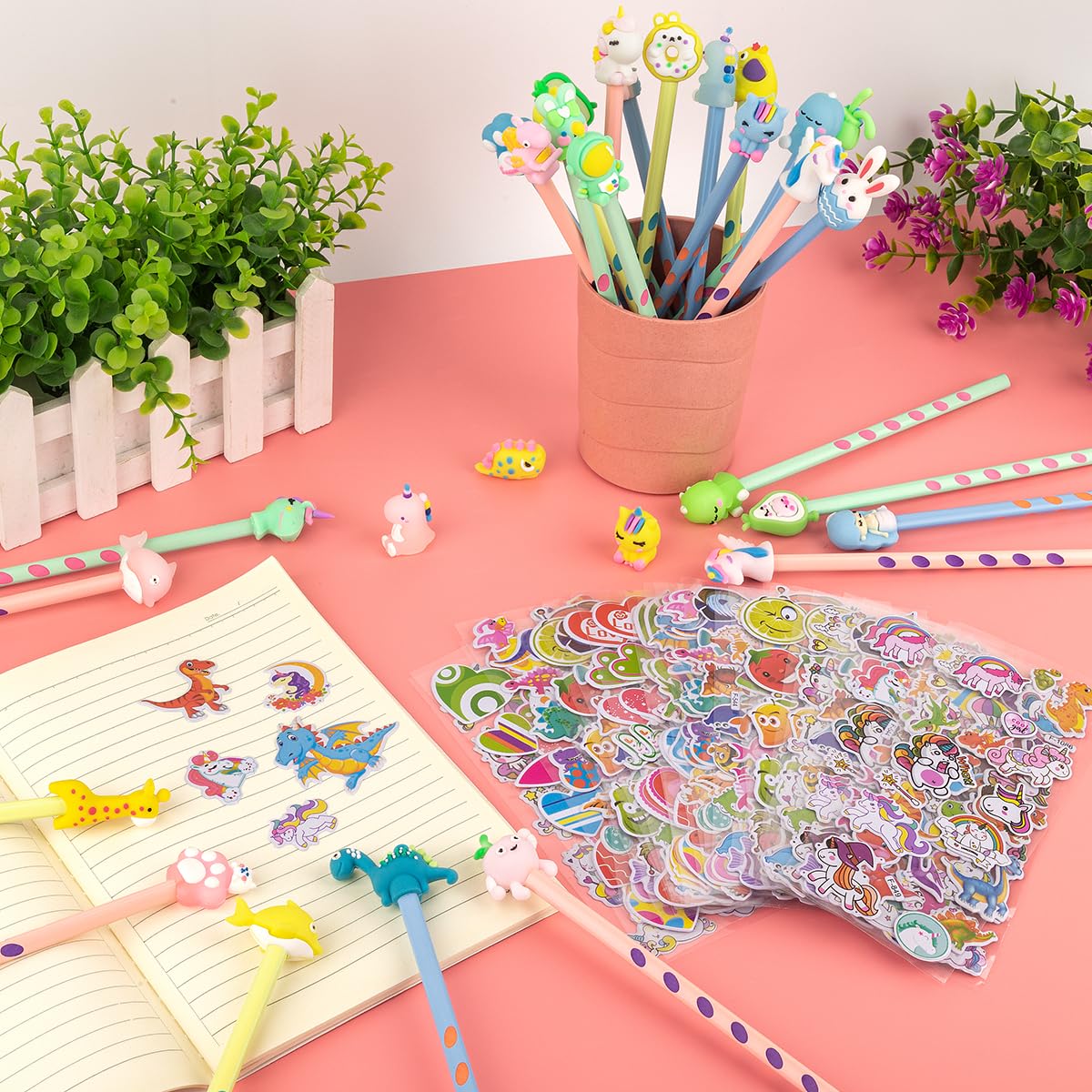 60 Sets,30 Cute Pencils for Kids and 30-3D Stickers for Children,60 pack Pencils Stickers Set,Party Bag Fillers for Kids Class Gifts And Party Favours. Funky Stationery - Image 3