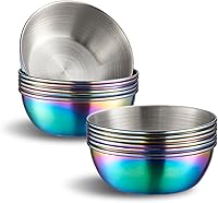 Vista 8 de 12 tazas de salsa para condimentos de 3.2 pulgadas, 3 onzas, plato de salsa de acero inoxidable negro, cuenco para salsa, condimento pequeño, cuenco