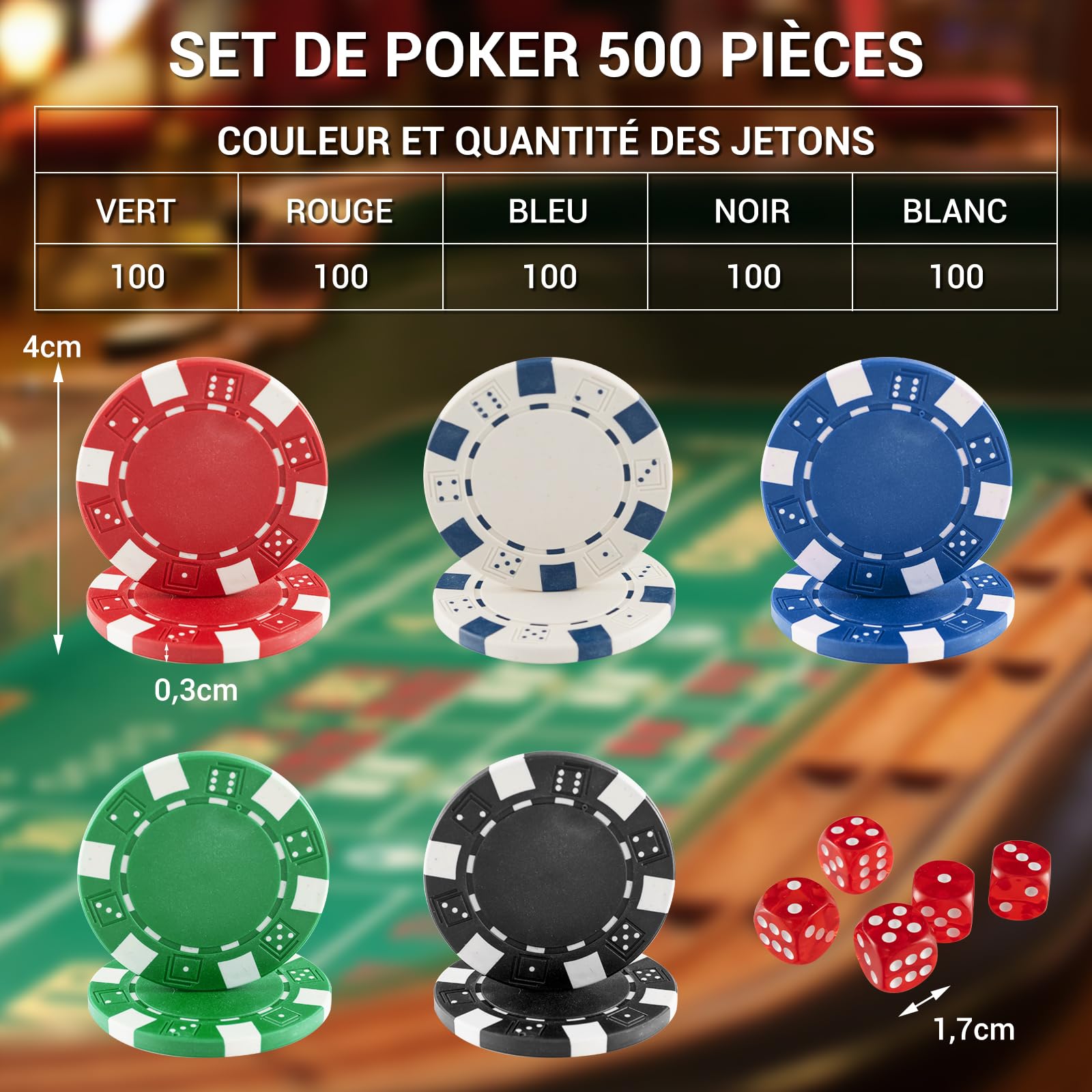 COSTWAY Mallette de Poker avec 500 Jetons & 2 Jeux de Cartes, Coffret de Poker en Aluminium avec 5 Dés & 1 Bouton Dealer (Noir)