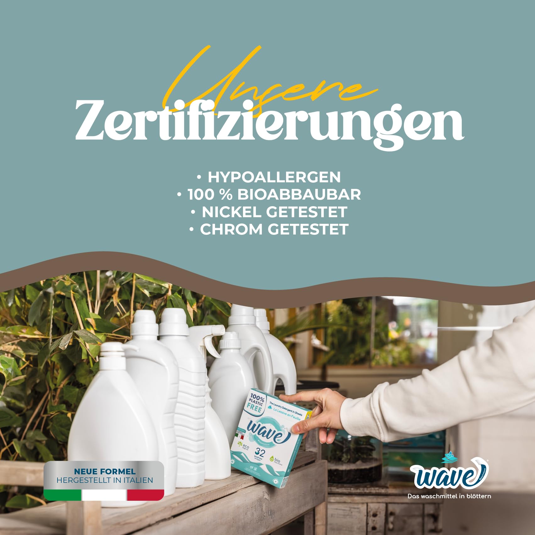 Wave Washing Classic – Das Waschmittel in Tuchform – 100% PLASTIKFREI – Multipack XL – 208 Wäschen - Ökologisch - Biologisch Abbaubar - Kompostierbar
