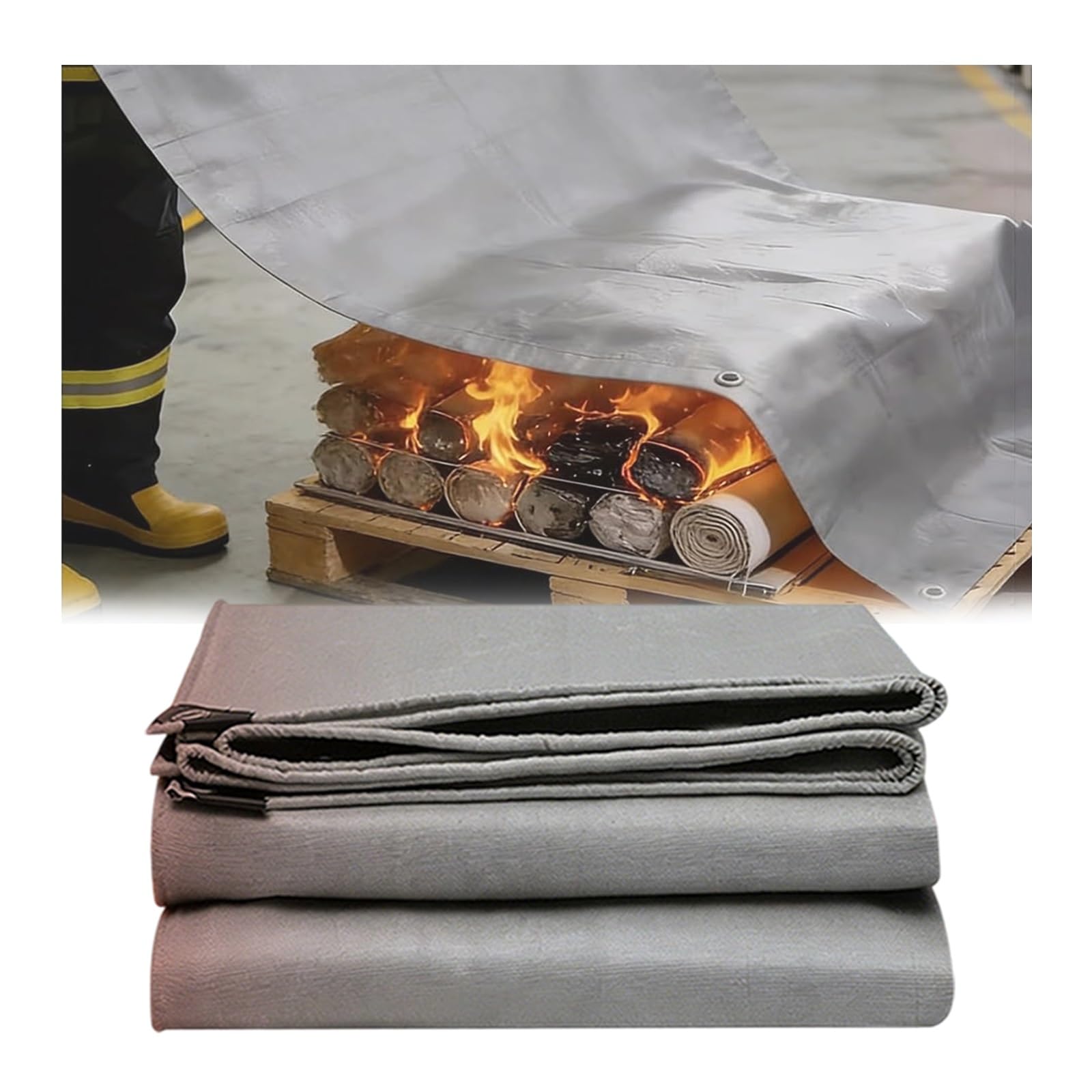 Manta ignífuga multiusos para parrilla y cocina, manta térmica resistente al fuego para hogueras al aire libre y uso de emergencia, bordes reforzados (3,8 x 5,8 m)
