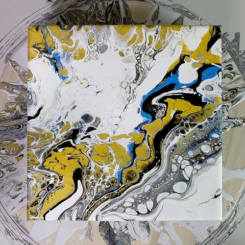 Miniatura 2 de Juego de pintura para verter, pintura acrílica de efecto celular de 6 colores metálicos, premezclada de alto flujo (botellas de 8 onzas para lienzo,