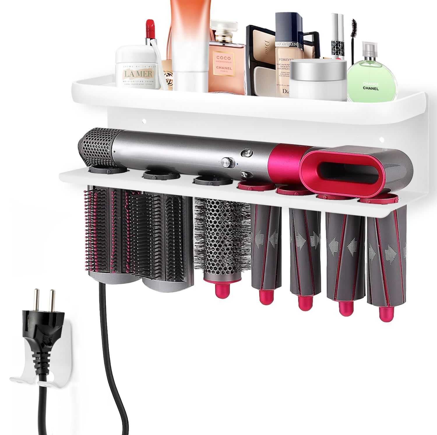 Support pour Dyson Airwrap 2 en 1 blanc pour styliseur et sèche-cheveux de salle de bain