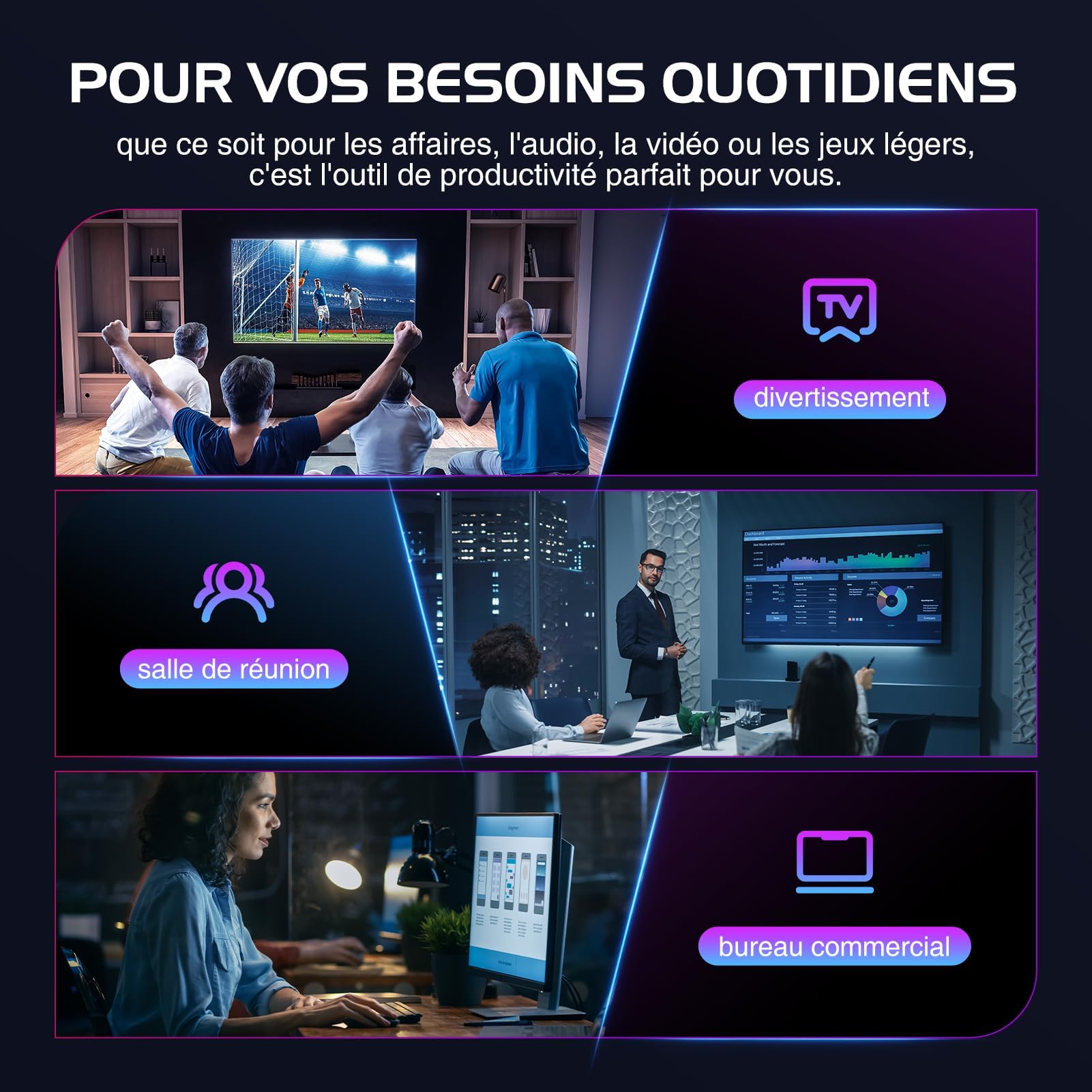 Générique Mini PC, 12th Alder Lake N-95 (up to 3.40 Ghz), 16GB DDR4 512GB SSD Mini Computer with Win 11 Pro | WiFi 5 | BT 4.2 | 4K UHD | RGB | RJ45, for Office Home Theatre