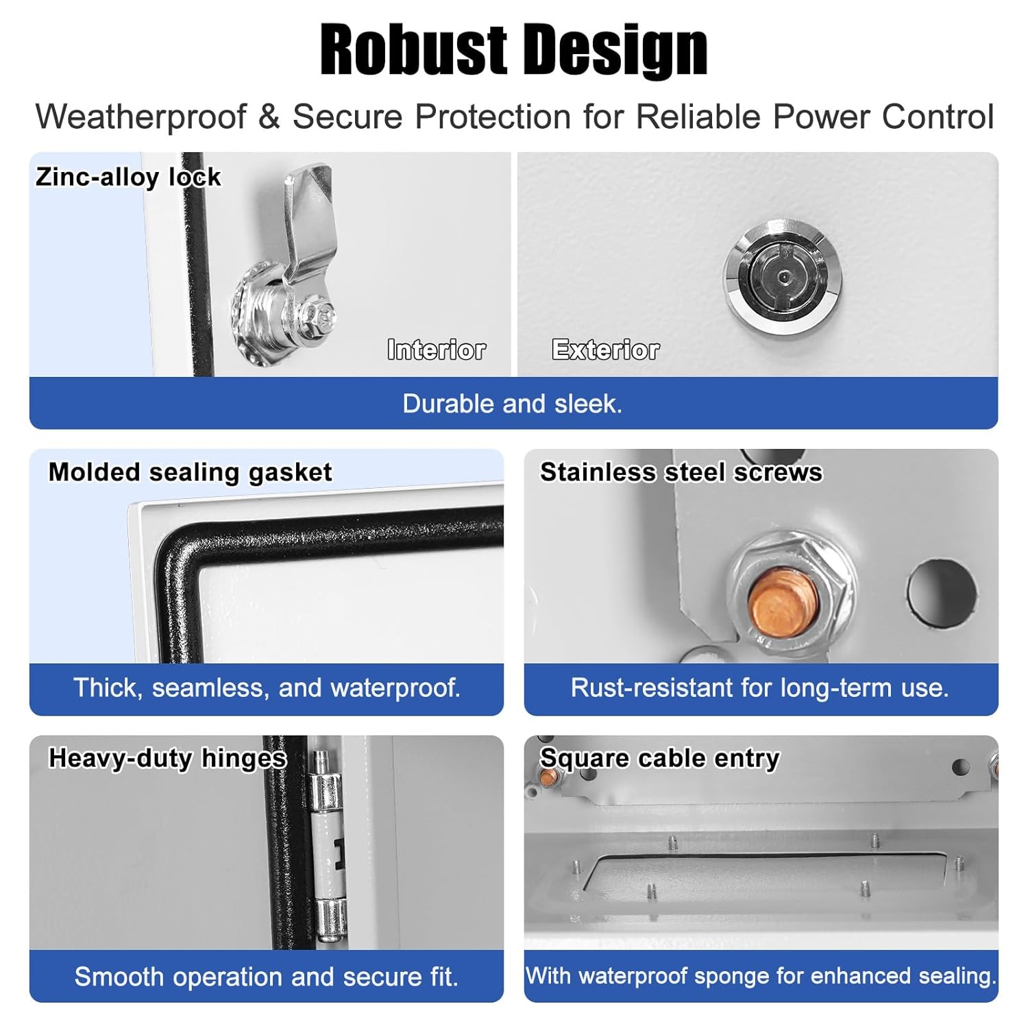 LeMotech Electrical Box 12 x 12 x 6 inch Junction Box, IP66 Waterproof Dustproof Steel Enclosure Wall-Mounted for Outdoor/Indoor Lockable with Equipment Mounting Plate