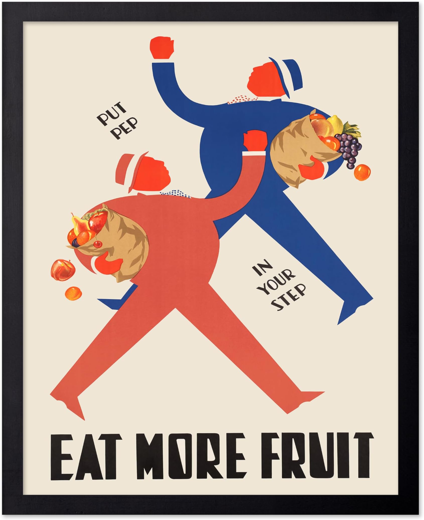 Poster Master Vintage Eat More Fruit Poster - Retro Put Pep In Your Step Print - Food & Drink Art - Fun Gift for Men, Women, Foodies - Perfect Decor for Kitchen, Dining Room - 11x14 UNFRAMED Wall Art