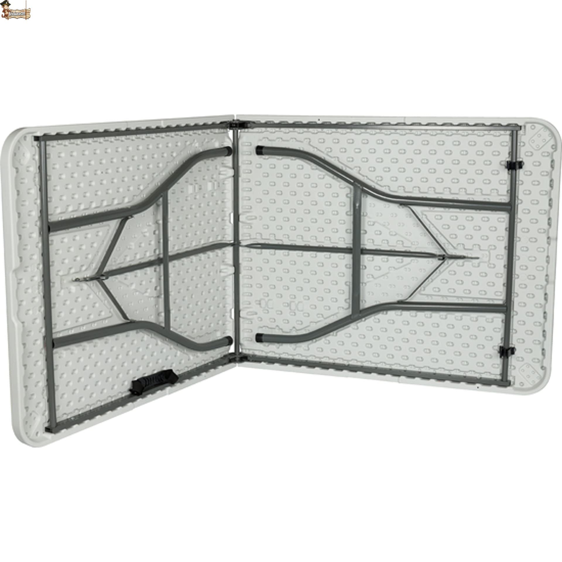 BricoLoco.com Mesa Plegable Comedor Camping, jardín, terraza, Catering. 2,4 MTS. Capacidad hasta 12 comensales. Estructura en Acero. Asa Transporte. (Largo 2,4 MTS.)