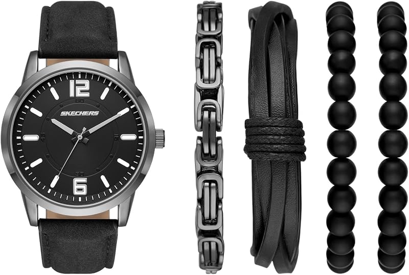 Set de regalo de reloj y pulsera apilable o pulsera intercambiable para hombre Skechers