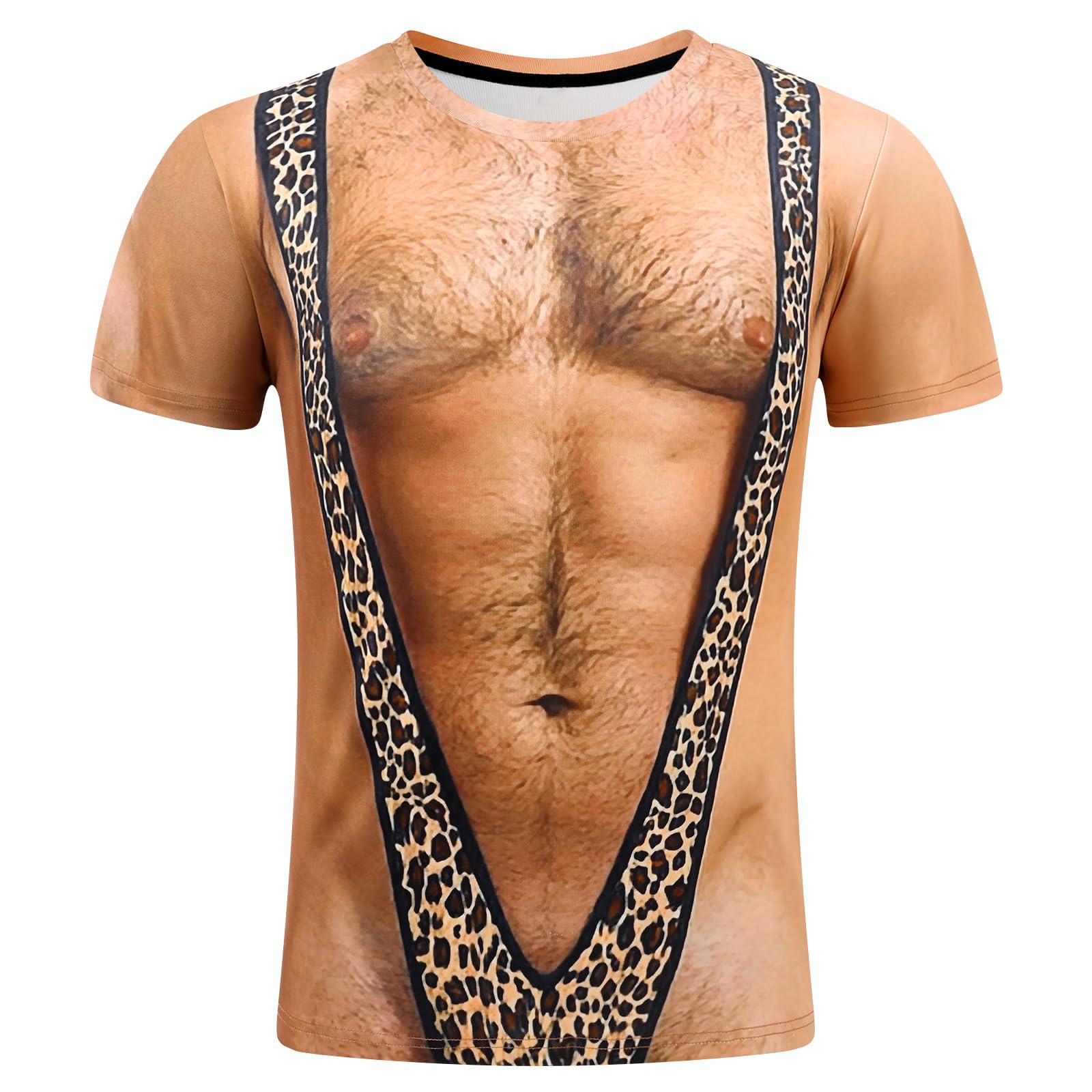 Goodstoworld Unisex 3D Fake Abs T Shirts Shredded Chest Printed Short Sleeve Costume Novelty Tees Shirt