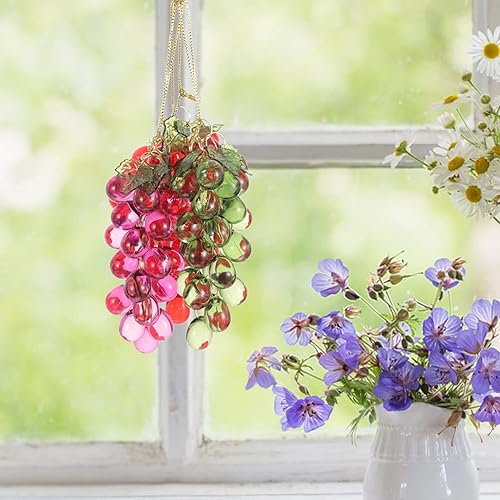 Miniatura 7 de EXCEART Adorno acrílico de racimo de uva, 3 piezas de uvas artificiales, decoración colgante para Navidad, fiesta, boda