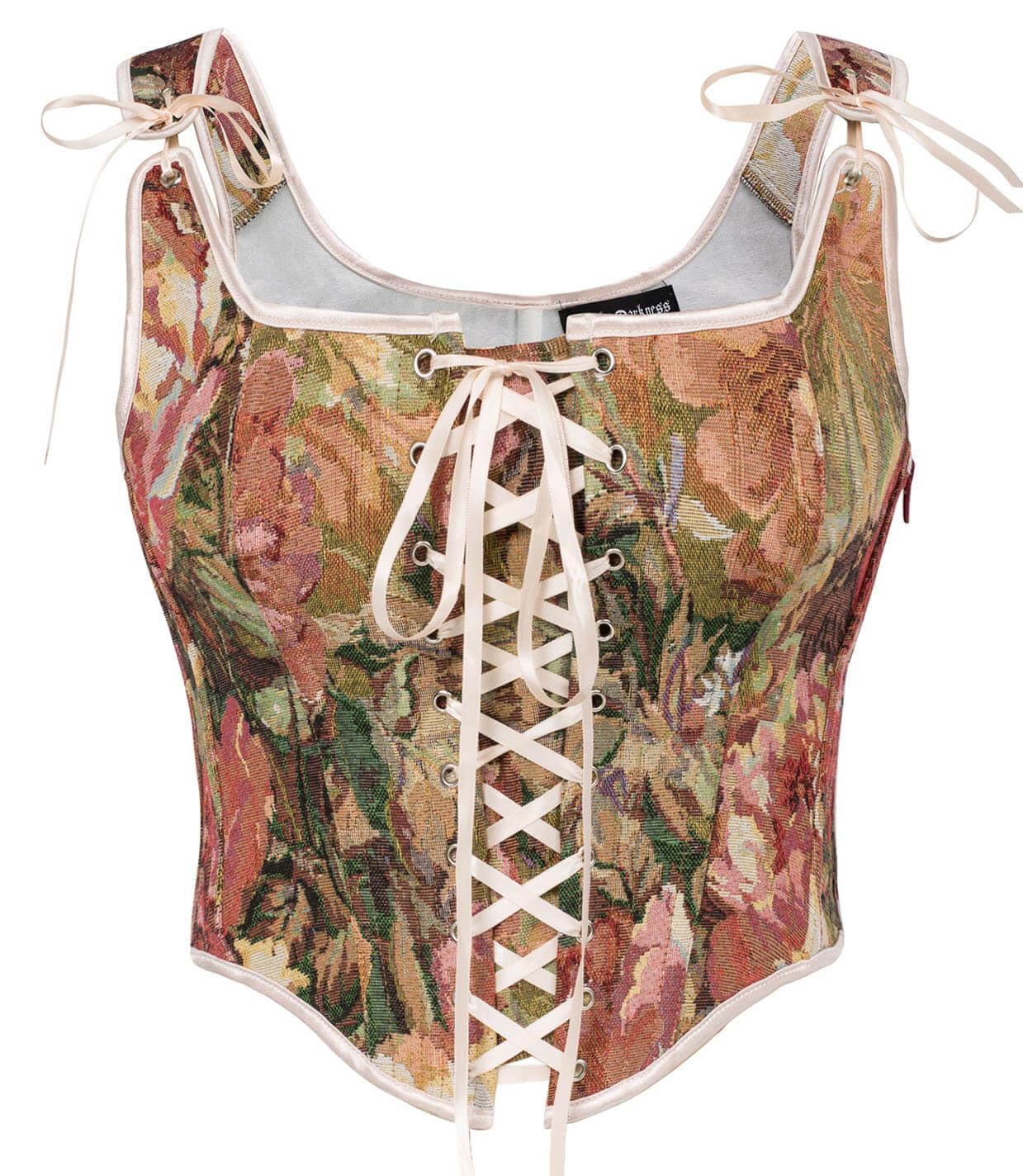 SCARLET DARKNESS Damen Renaissance Korsett Top Vintage Blumendruck Corsage Weste