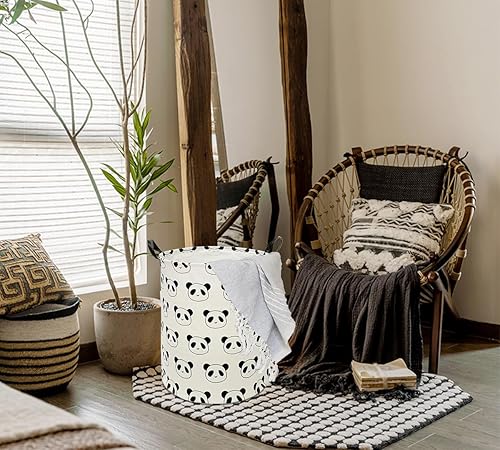 Miniatura 6 de DUYIY Panda Design - Cesta organizadora de ropa sucia de 19.7 pulgadas con asa, juguetes para guardería, ropa de niños, cesta de regalo (Panda)