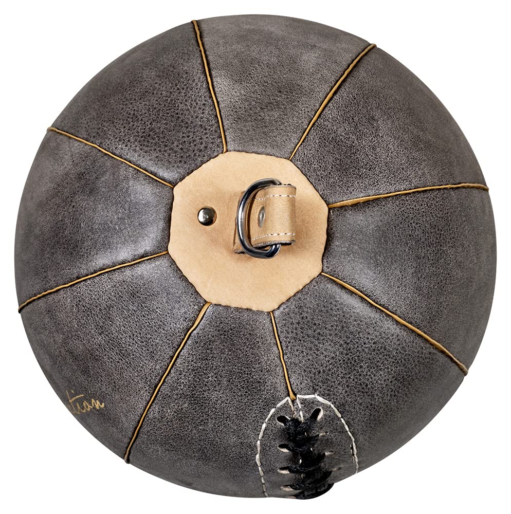 Bad Company Retro Doppelendball aus Rindsleder inkl. elastischen Spanngurten I 25 cm Durchmesser I Boxball für das Reflex- und Boxtraining