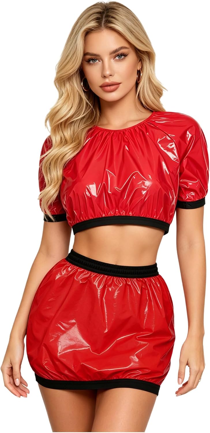 TiaoBug Plastic Outfits for Women Adaptive Bra with Panty Set Babydoll Nightwear Two Piece Swimwear