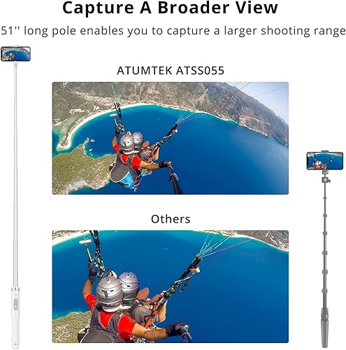 Miniatura 57 de ATUMTEK Trípode para selfie stick de 65 pulgadas, todo en uno, extensible con control remoto Bluetooth, rotación de 360° para iPhone y Android, Negro