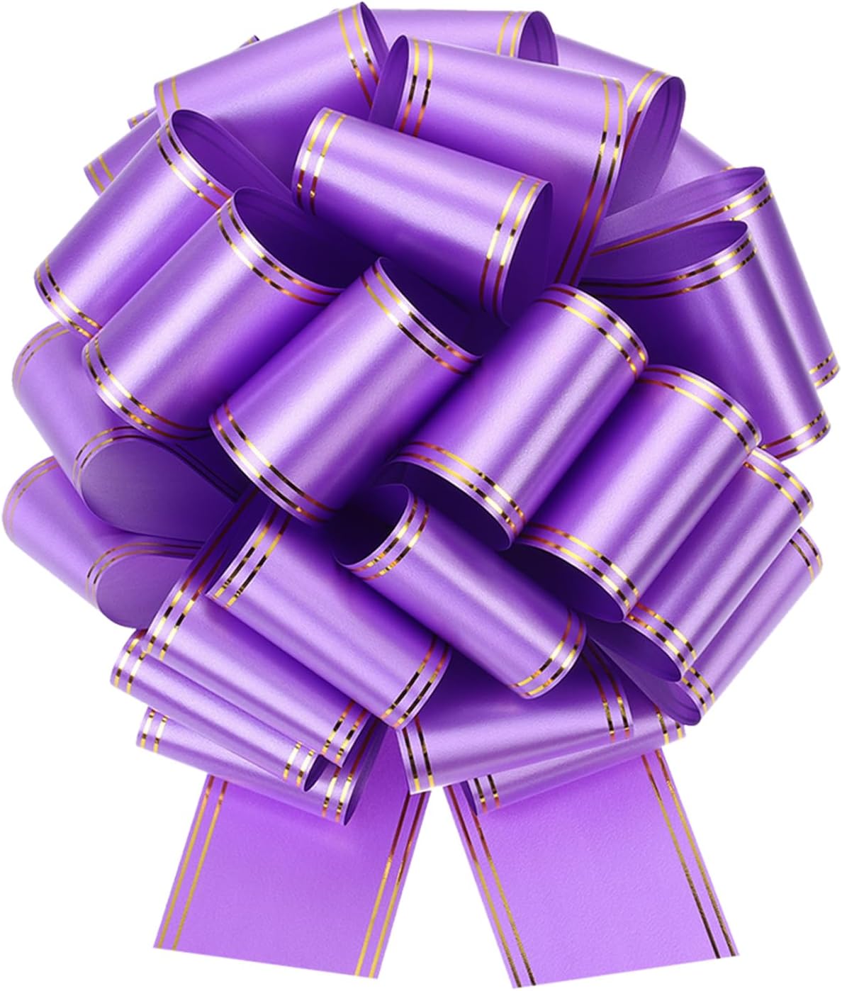 MECCANIXITY 12 Inch Giant Large Pull Bow Big Metallic Car Bows Ribbon with Gold Edge for Wedding Presents Gift Wrapping Christmas, Purple