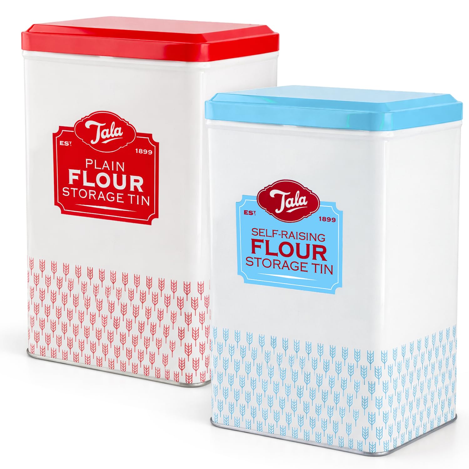 WINSOME Flour Storage Container | Metal Flour Tin with Lid (18.5 x 9.2 x 12 cm) | Tight-Fit Lid Flour Jar That Keeps it Fresh & Clean (Plain & Self Raising Flour Storage Container)
