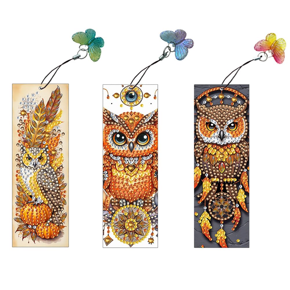 3 Pcs 5D DIY Special Shape Diamond Art Painting Bookmark Kit, DIY Bookmarks Diamond Painting Kit for Beginners, Diamond Painting Bookmark Making Crafts Kits for Book Reader Gifts-07