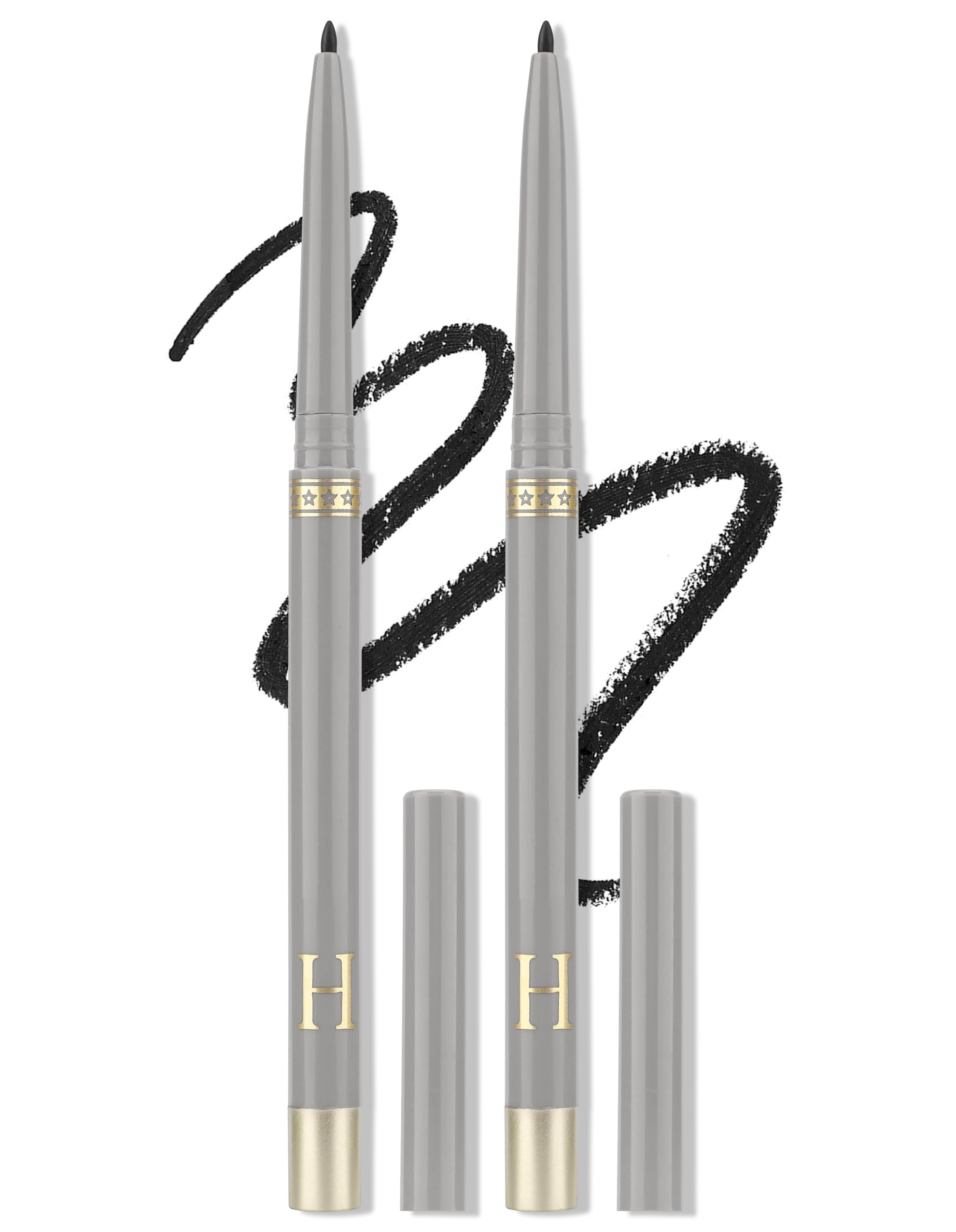 2PCS Black Gel Eyeliner Pencil, Waterproof & Smudge Proof Gel Eyeliner, Colorful Eyeliner Gel Pen, Soft and Smooth Texture, Hypoallergenic Eye Liner Pen Makeup for Women