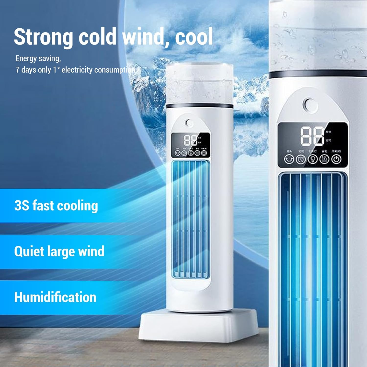 Portable Tower Cooling Fan Desktop Bladeless Fan USB Powered Humidifier Desktop Air Conditioning Compatibility with Bedroom Office
