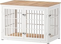 Vista 1 de Mueble de jaula de perro resistente de 38 pulgadas para perros grandes y medianos, mesa auxiliar decorativa para casa de mascotas, muebles de madera
