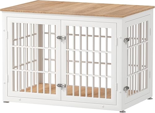 Mueble de jaula de perro resistente de 38 pulgadas para perros grandes y medianos, mesa auxiliar decorativa para casa de mascotas, muebles de madera