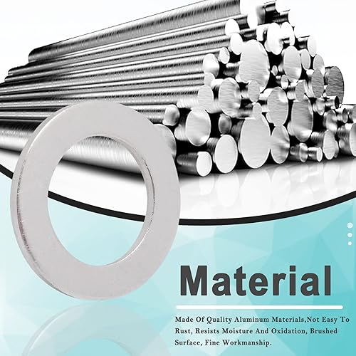 Miniatura 3 de Arandela plana de aluminio, arandelas redondas plateadas, acabado liso, 0.394 in de identificación, 0.630 in de diámetro exterior, 0.039 in de