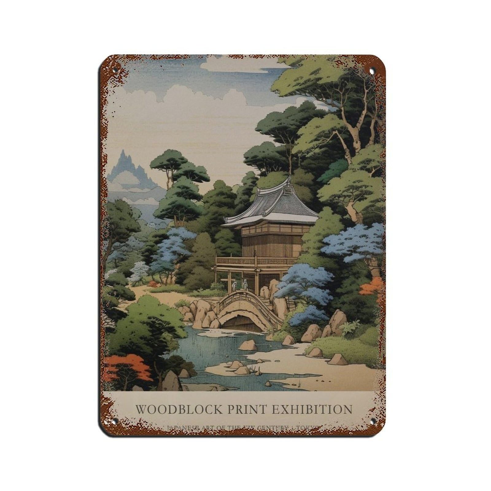 Japanese Art, Japanese Landscape Poster Retro Poster Metal Tin Sign Chic Art Retro Iron Painting Bar People Cave Cafe Family Garage Poster Wall Decoration 12x16inch(30x40cm)