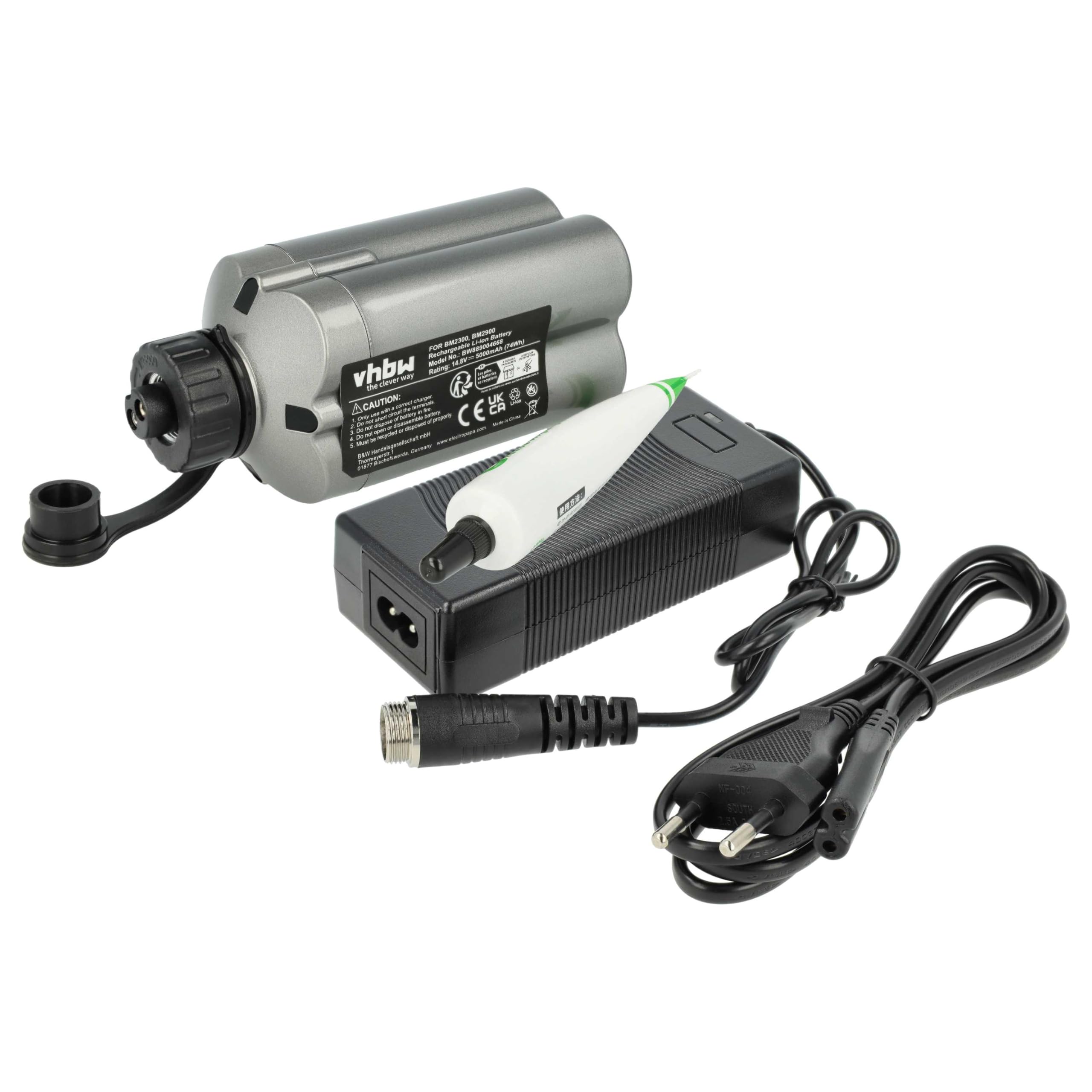 vhbw Ładowarka w zestawie bateria (5000 mAh) kompatybilna z Daiwa weitere Modelle LB150-DH, LB400, MM300, LB300MT, LB270MM, LB300J akumulatory litowo-jonowe