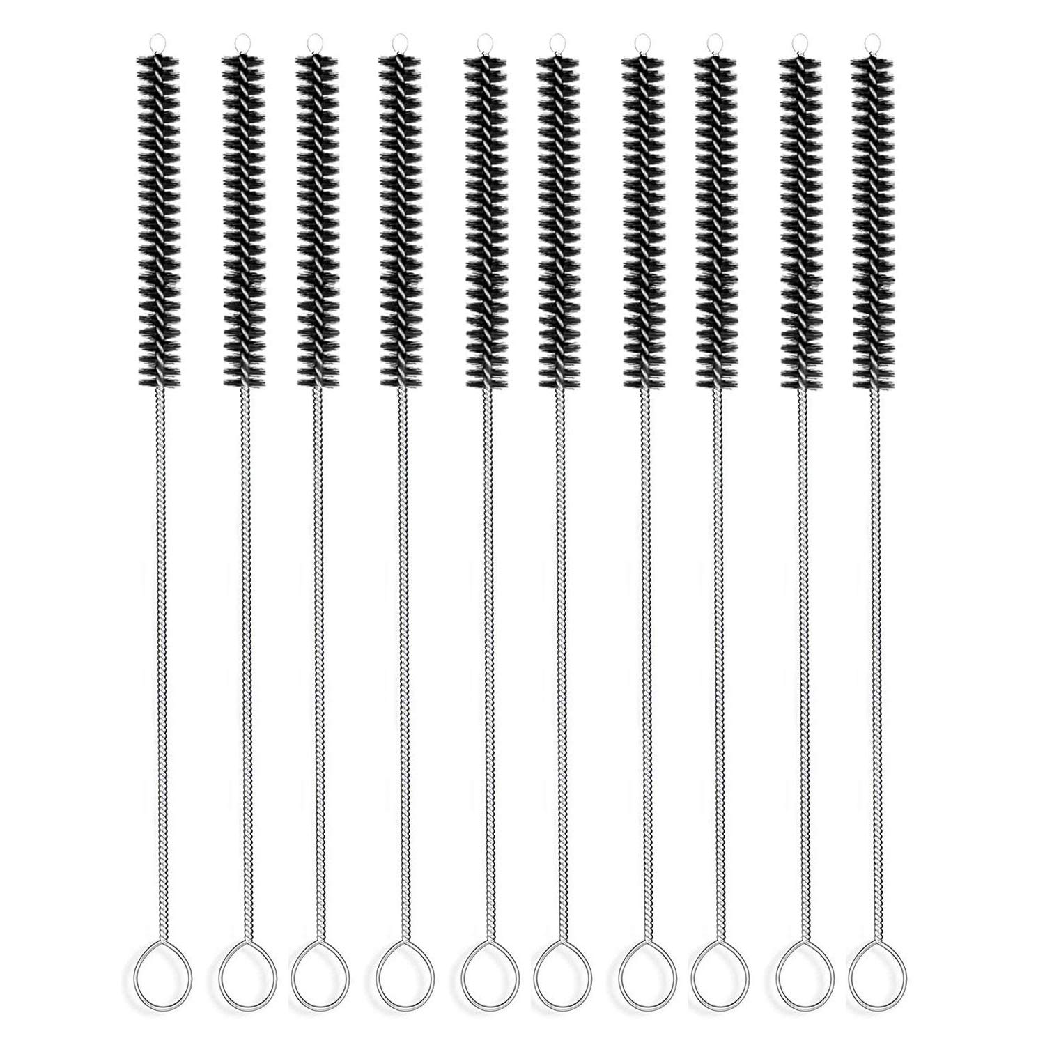 Lot de 10 longues brosses à paille en nylon noir de 25,4 cm pour tuyaux