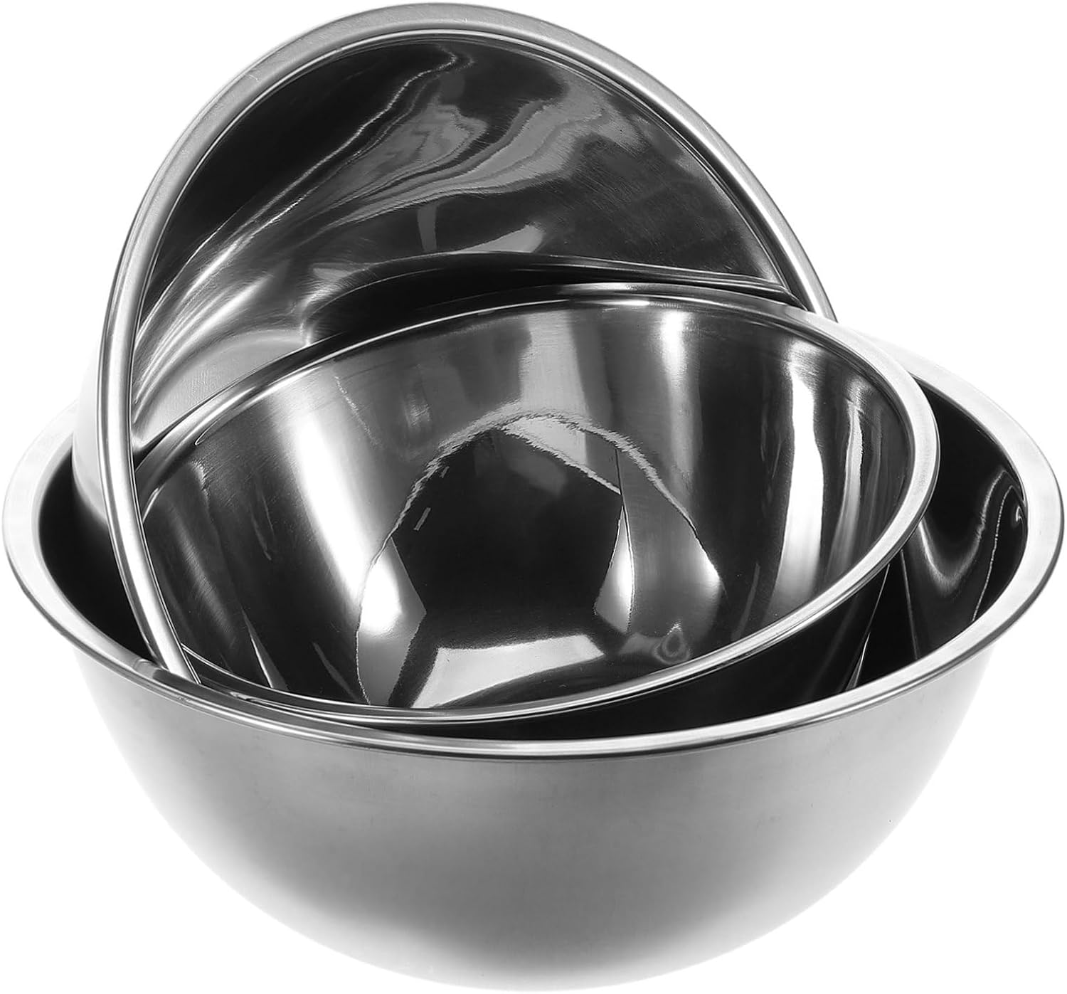 Cabilock 3Pcs Stainless Steel Mixing Bowls Baking Cooking Serving Versatile Kitchen Bowls Easy to Clean Compact Design for All Kitchen Needs