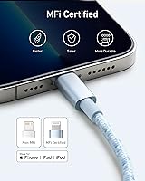 Vista 3 de Anker - Cable USB A a Lightning (1 m, certificado MFi, nailon, 1 unidad), cable USB a Lightning para iPhone 14/13/12/11 Pro/11/XS MAX/XR/8/7/6s Plus