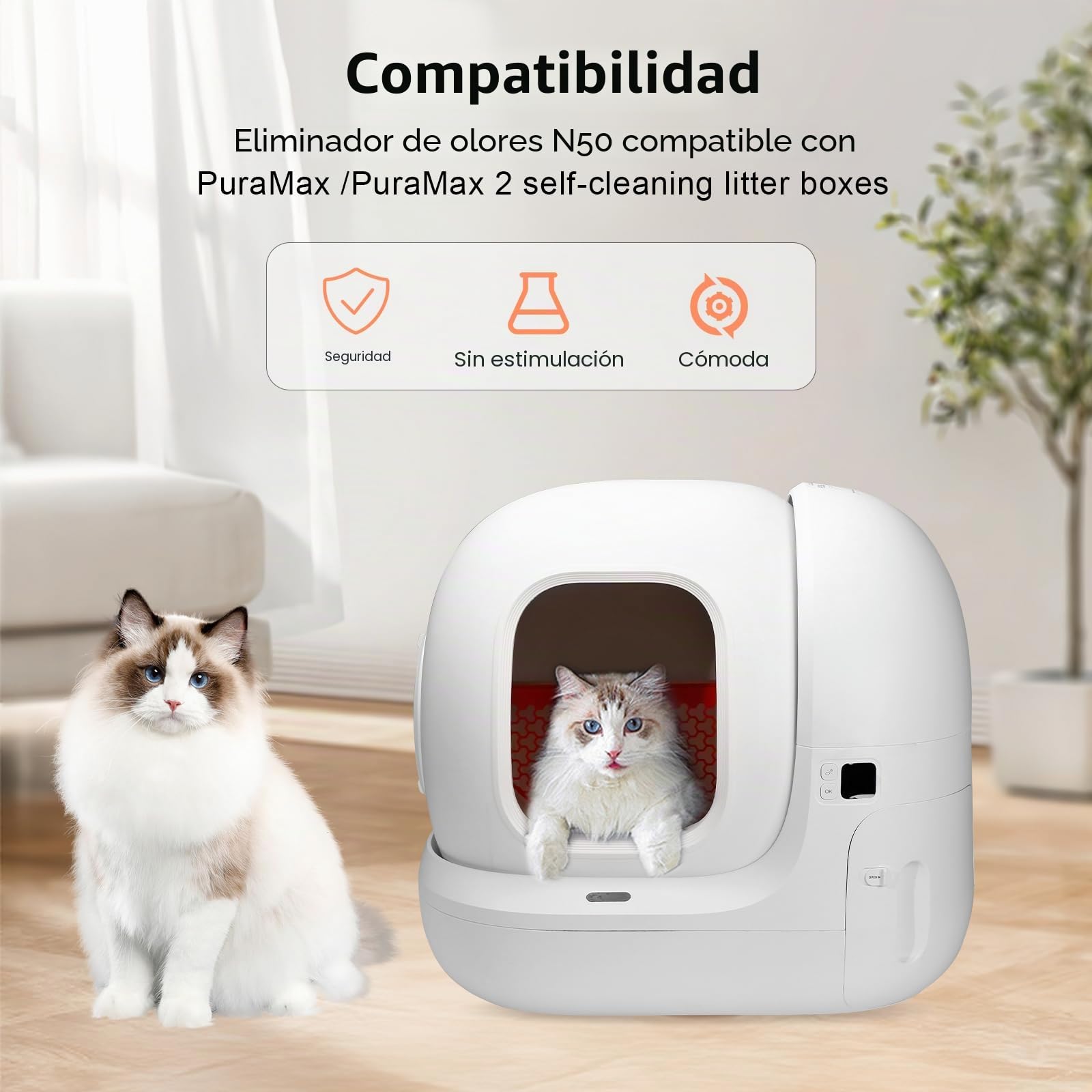 6 Eliminadores de Olores para Inodoro Pura Max/Pura Max 2 Autolimpiante, N50 eliminador de Olores de Orina de Gatos, Autopulente, Control de Olores