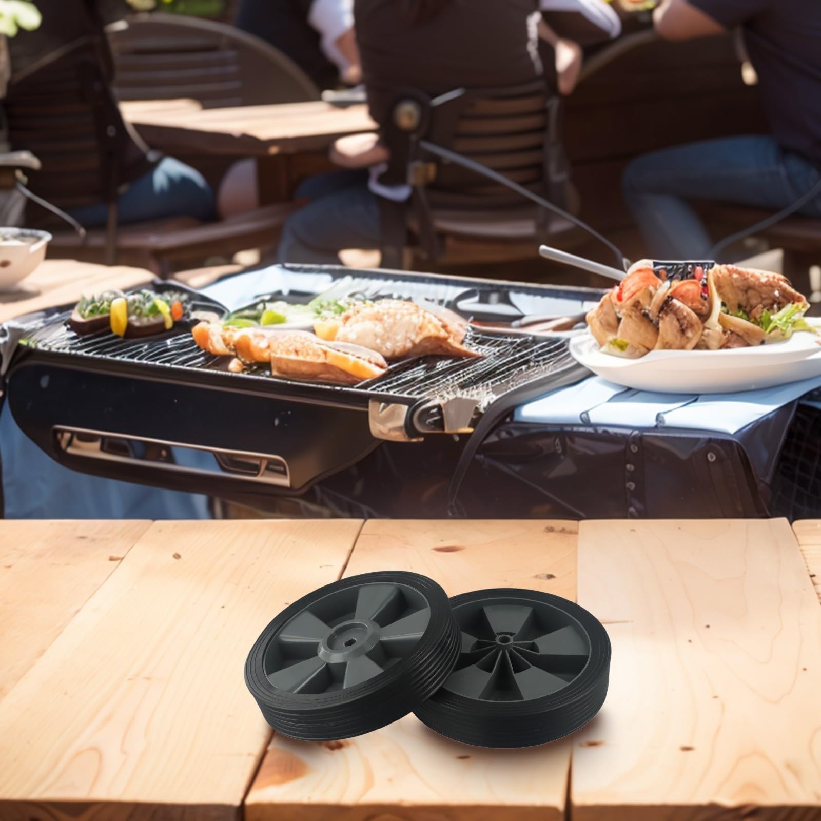 Ruedas de barbacoa, de 195 mm de diámetro exterior, para barbacoas de gas y ruedas de plástico de otras marcas, 2, resistentes al calor