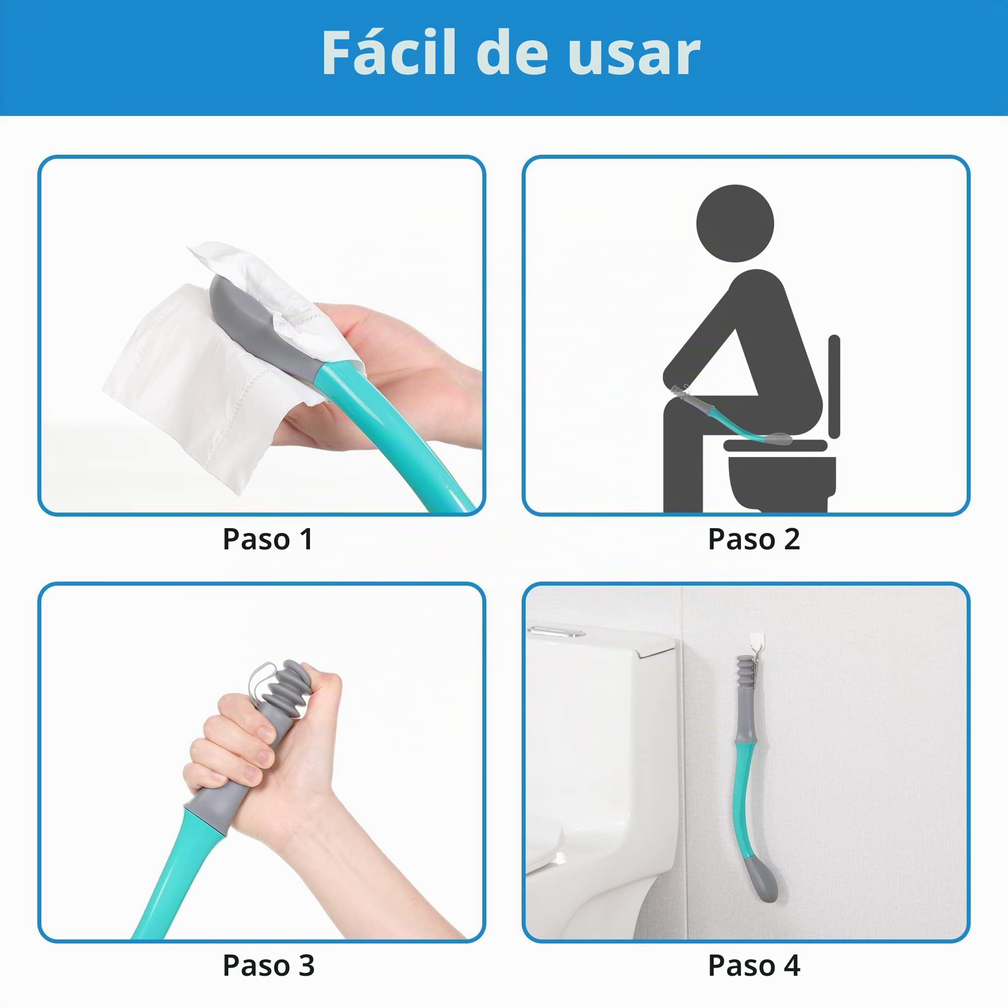 Herramienta de limpieza de inodoro de largo alcance, con mango largo, para personas con sobrepeso, ancianos y discapacitados, ayuda para limpiar el baño