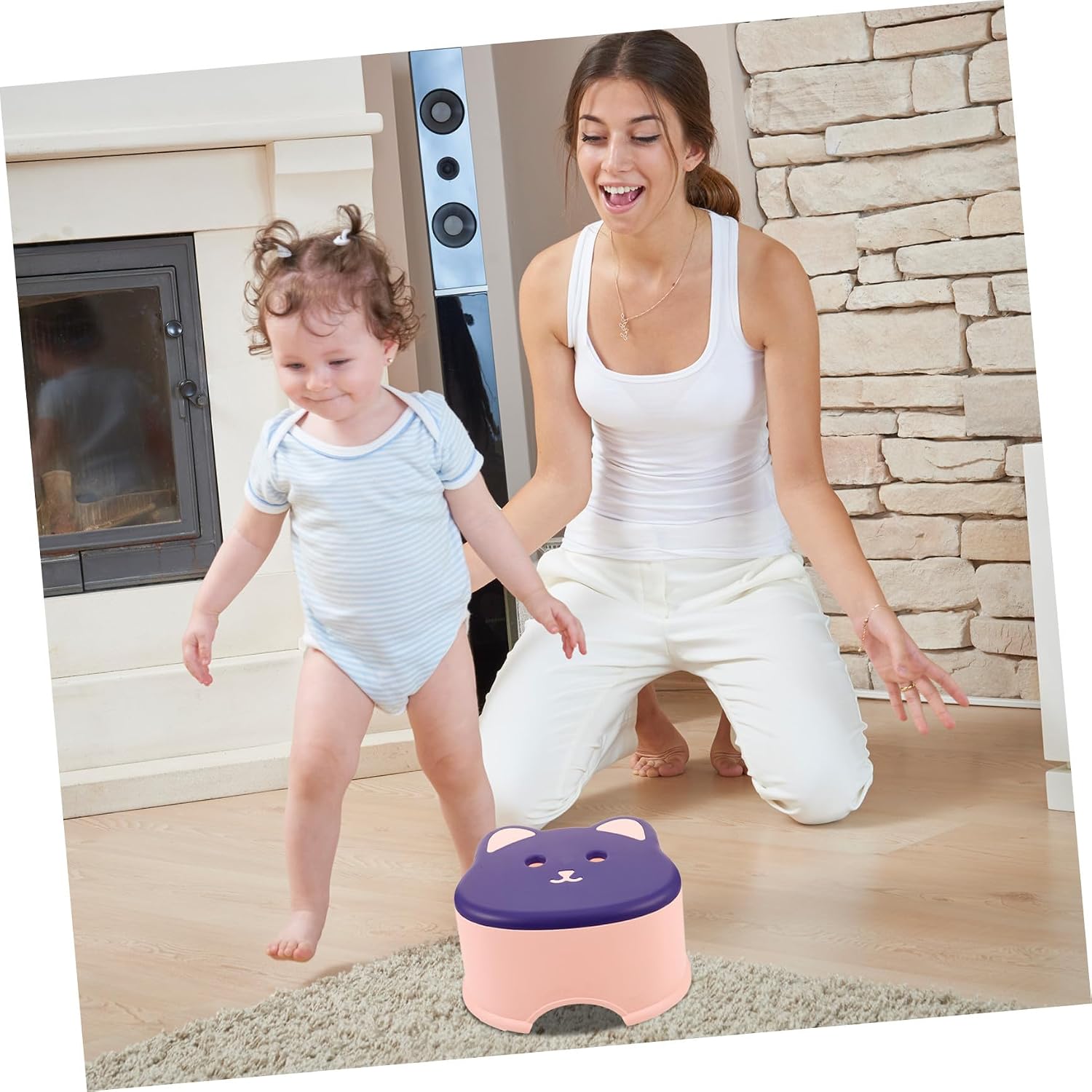 Toddmomy Boys and Girls Step Stool Non-Slip Plastic Stool for Toddlers Small Strong Load-Bearing Capacity for Safe Bathroom and Bedroom Use Material Deep Purple Pink