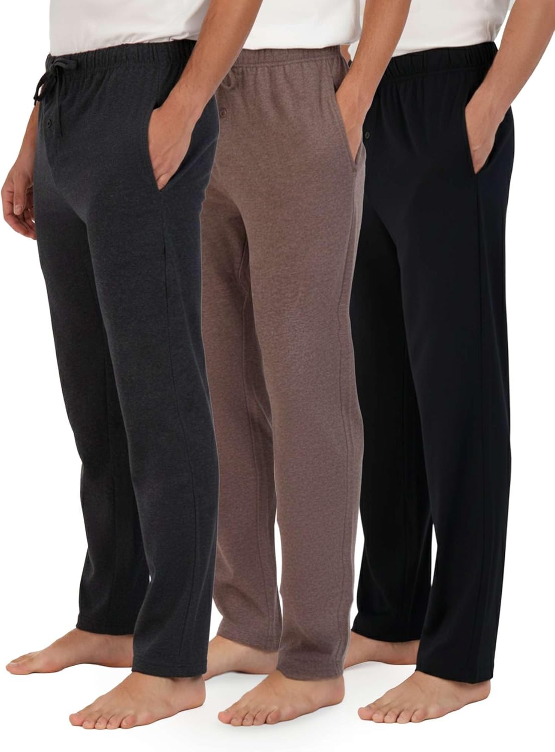 Real Essentials 3 Pack: Men's Soft Cotton Flannel Pajama Pants PJ Lounge Bottoms Elastic Waist Pockets (Big and Tall)