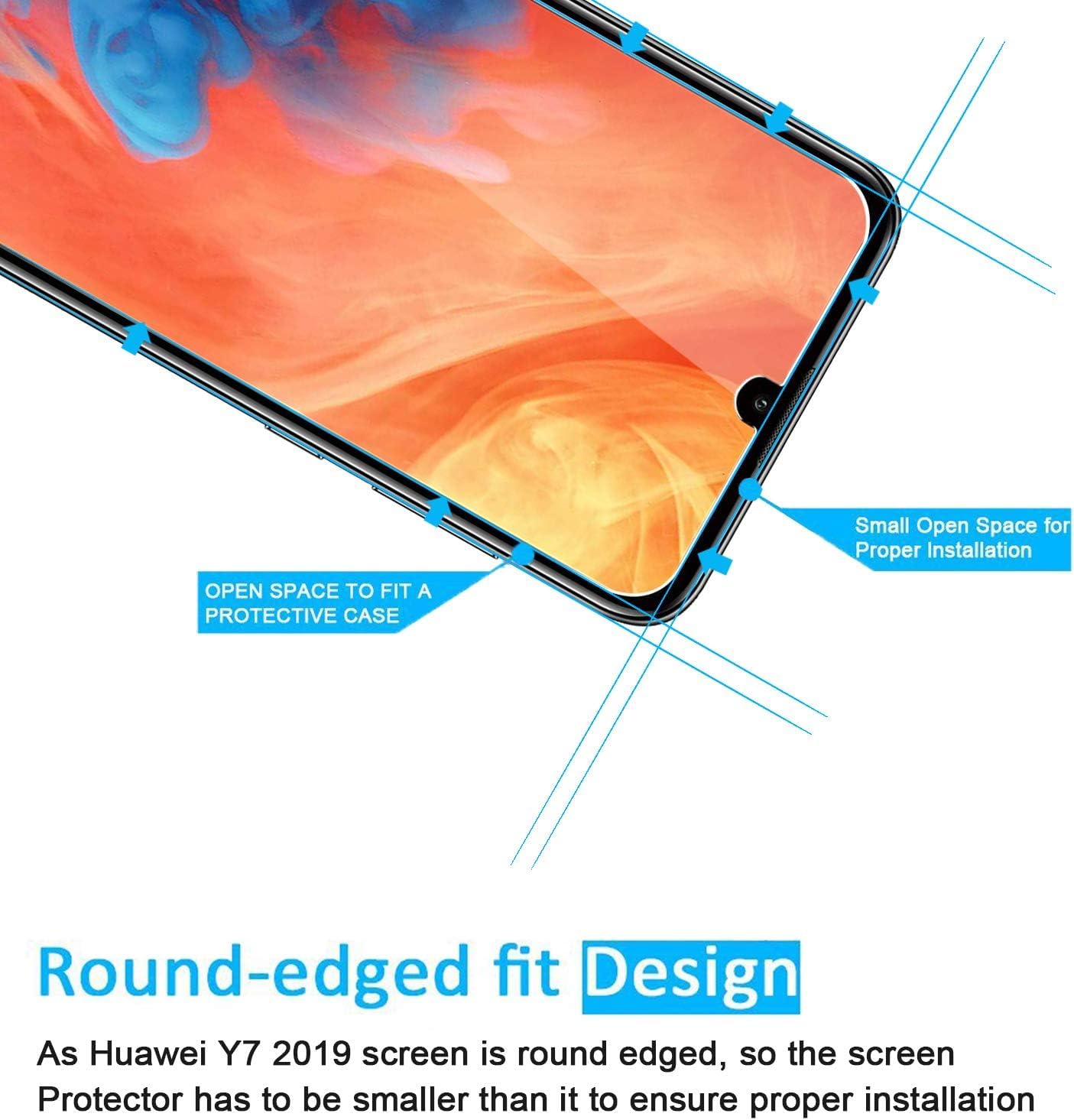 NEW'C 3 Pezzi Vetro Temperato Per Huawei Y7 Prime 2018 – Pellicola 9H Anti Graffio, Anti Impronte, 0.33mm