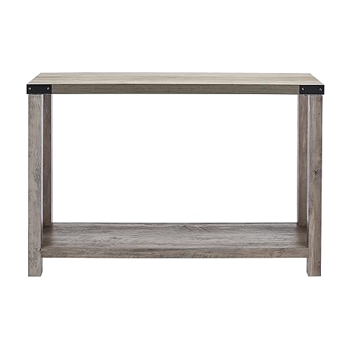 Miniatura 4 de ROCKPOINT Furniture Barn Style Farmhouse - Mesa rectangular de entrada, color gris lavado