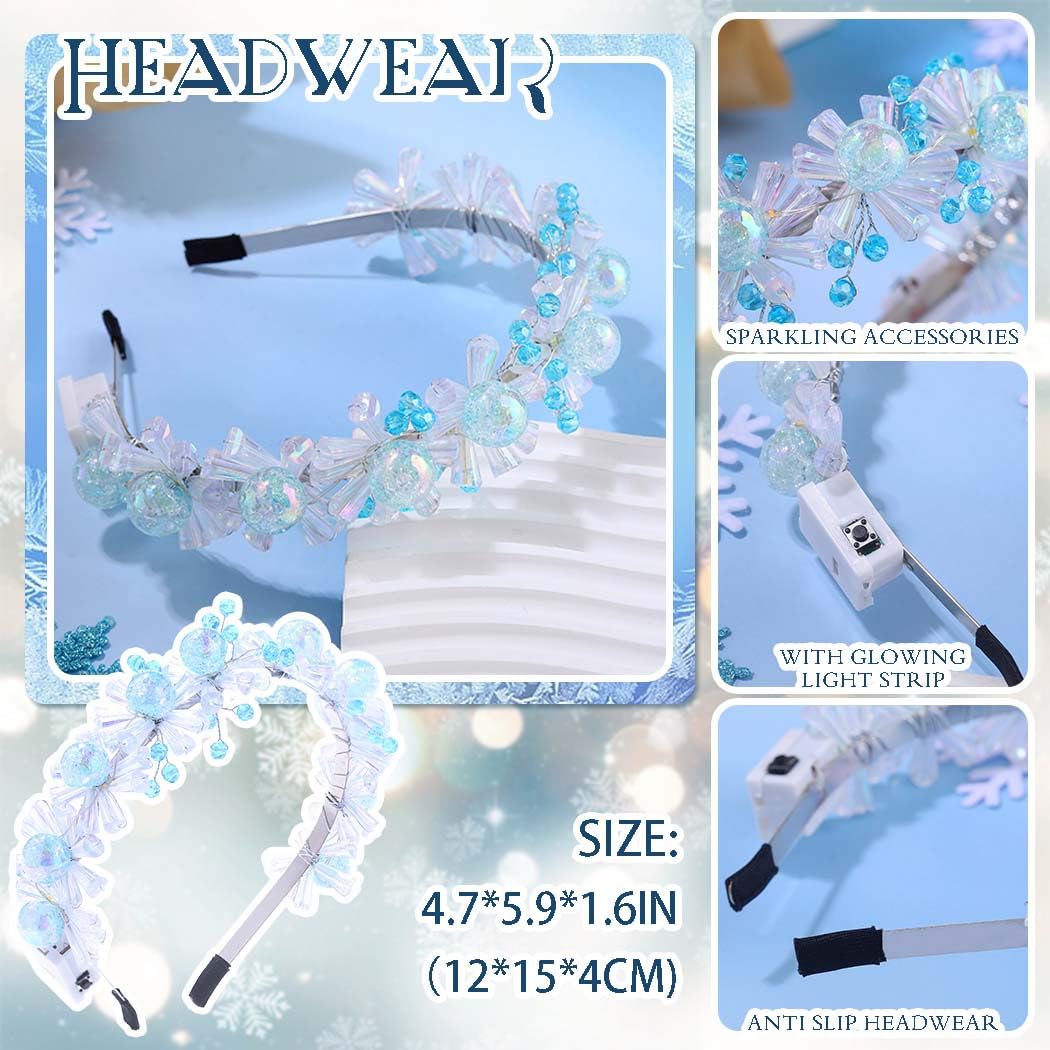 IYOU Light Up Headdband Blue Crystal Led Hair Bands Glowing Hair Hoop Ball Party Rave Christmas Hair Accessories for Women - Image 4