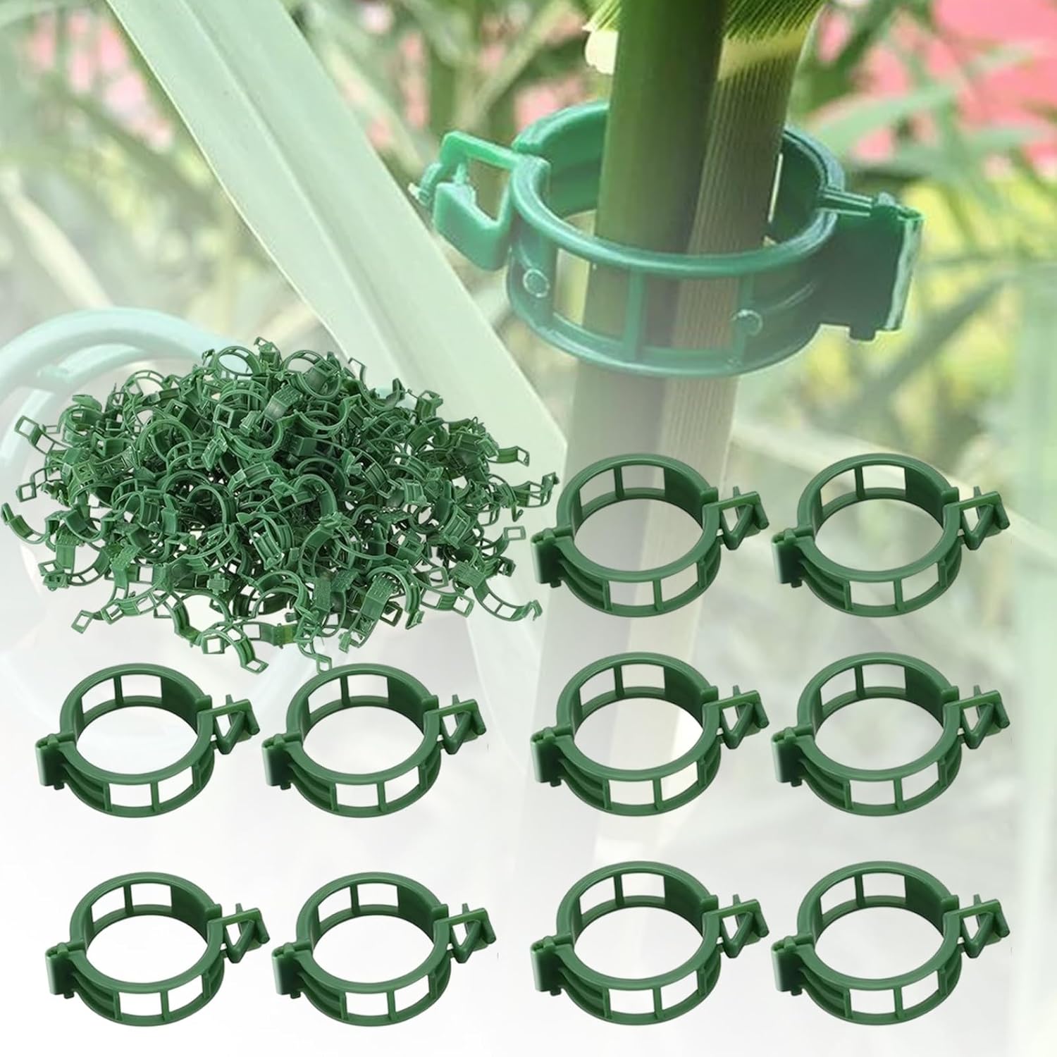 Plant Wine Wall Clips Plant Fixing Clip 50/100/150/200Pcs Tomato Grape Vine Vegetables Plant Fixing Clips Upgrade Plant Support Clips Reusable Garden Clips Secured Plastic Plant Clip(Green,100P