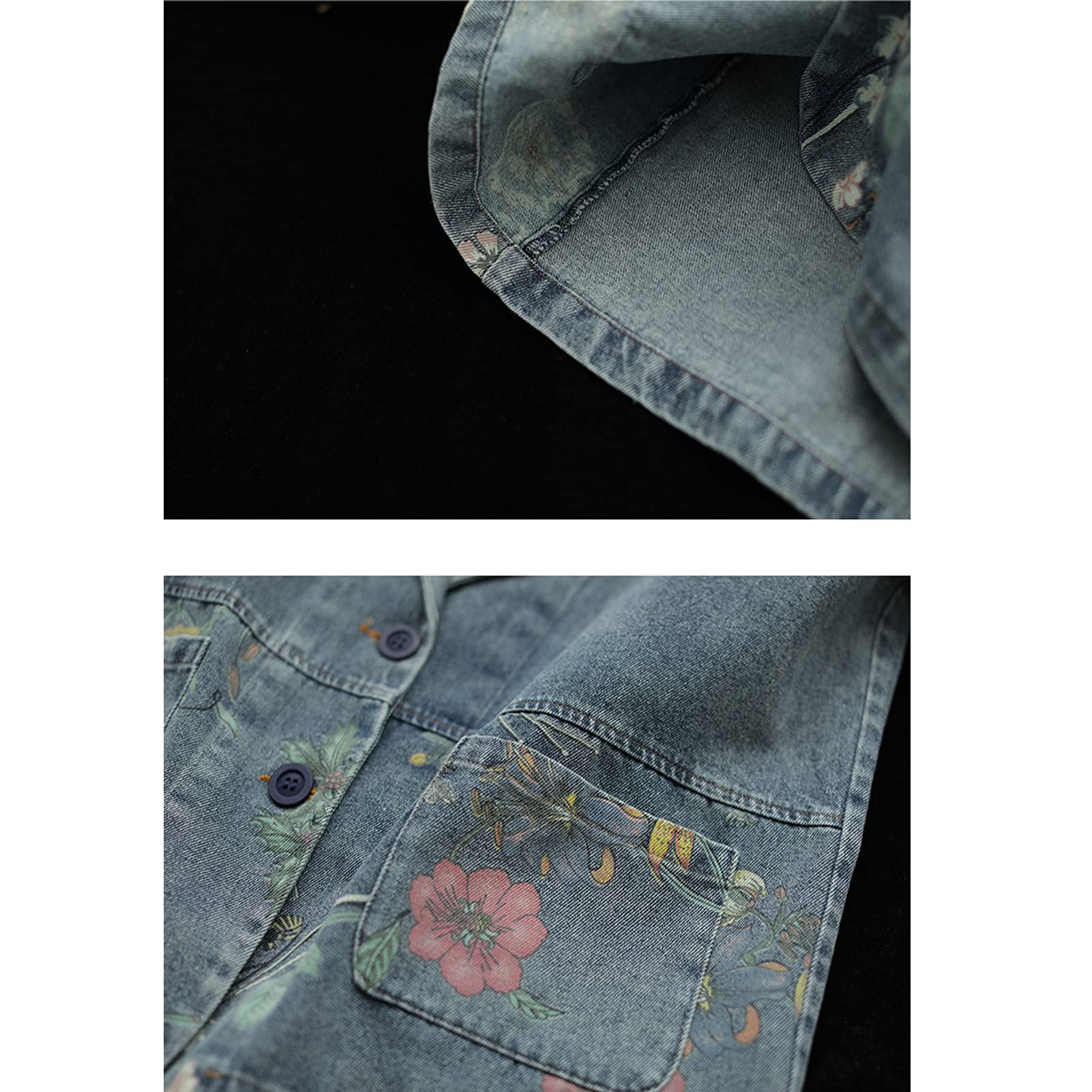Blazer da donna in denim di cotone, a maniche lunghe, con bottoni da bavero, giacca da lavoro e da ufficio
