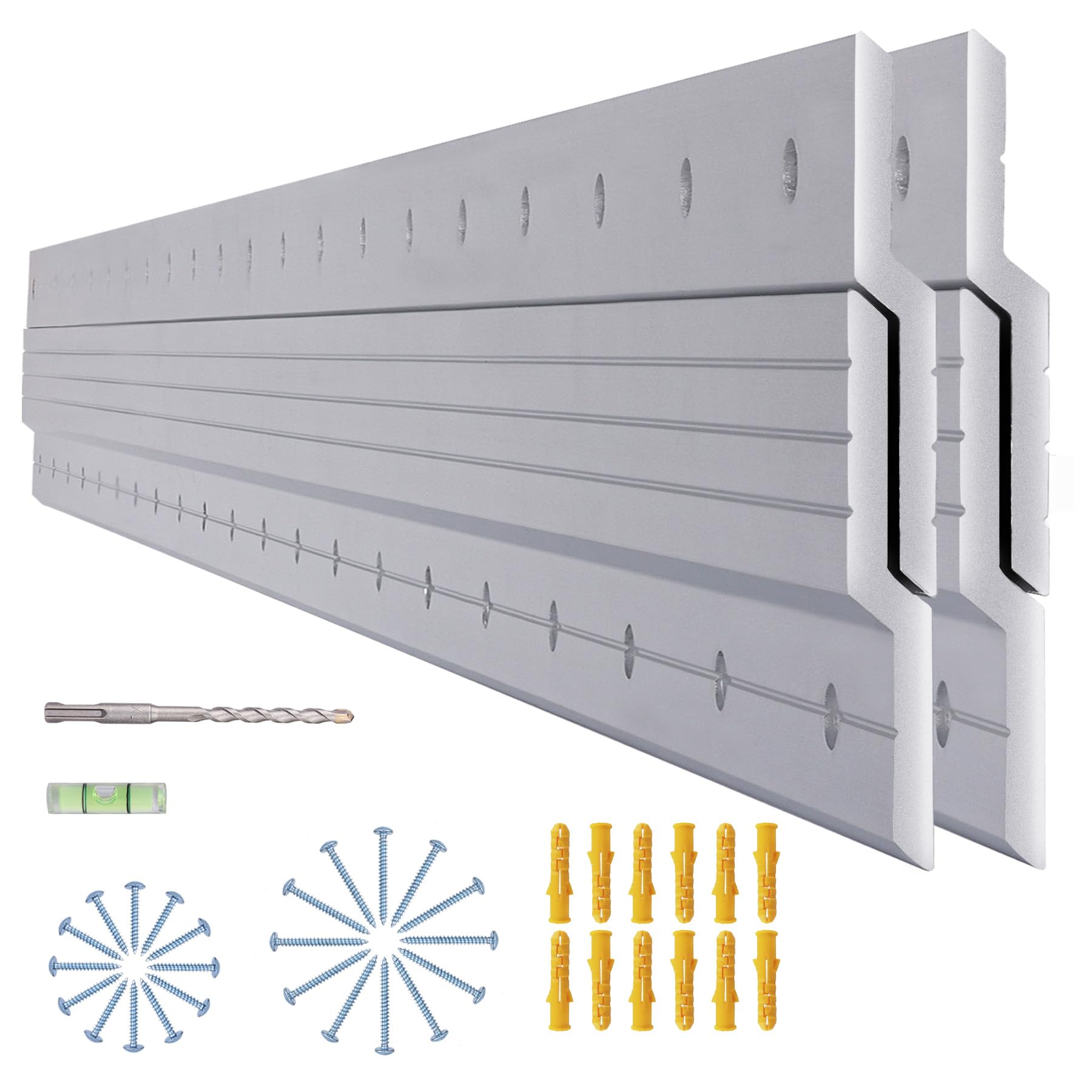 Aetubree 2 Pairs French Cleat Picture Hanger, 41" Heavy Duty Aluminium Z bar Hanger Interlocking Panel Clip Wall Mounting Bracket Hardware Kit for Whiteboard, Shelf, Artwork, Cabinet, Art Frames