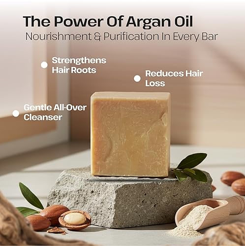 Miniatura 7 de Dr.Ancient Barra de jabón de argán, barras de jabón orgánicas hechas a mano de la manera tradicional, sin productos químicos naturales, veganas,