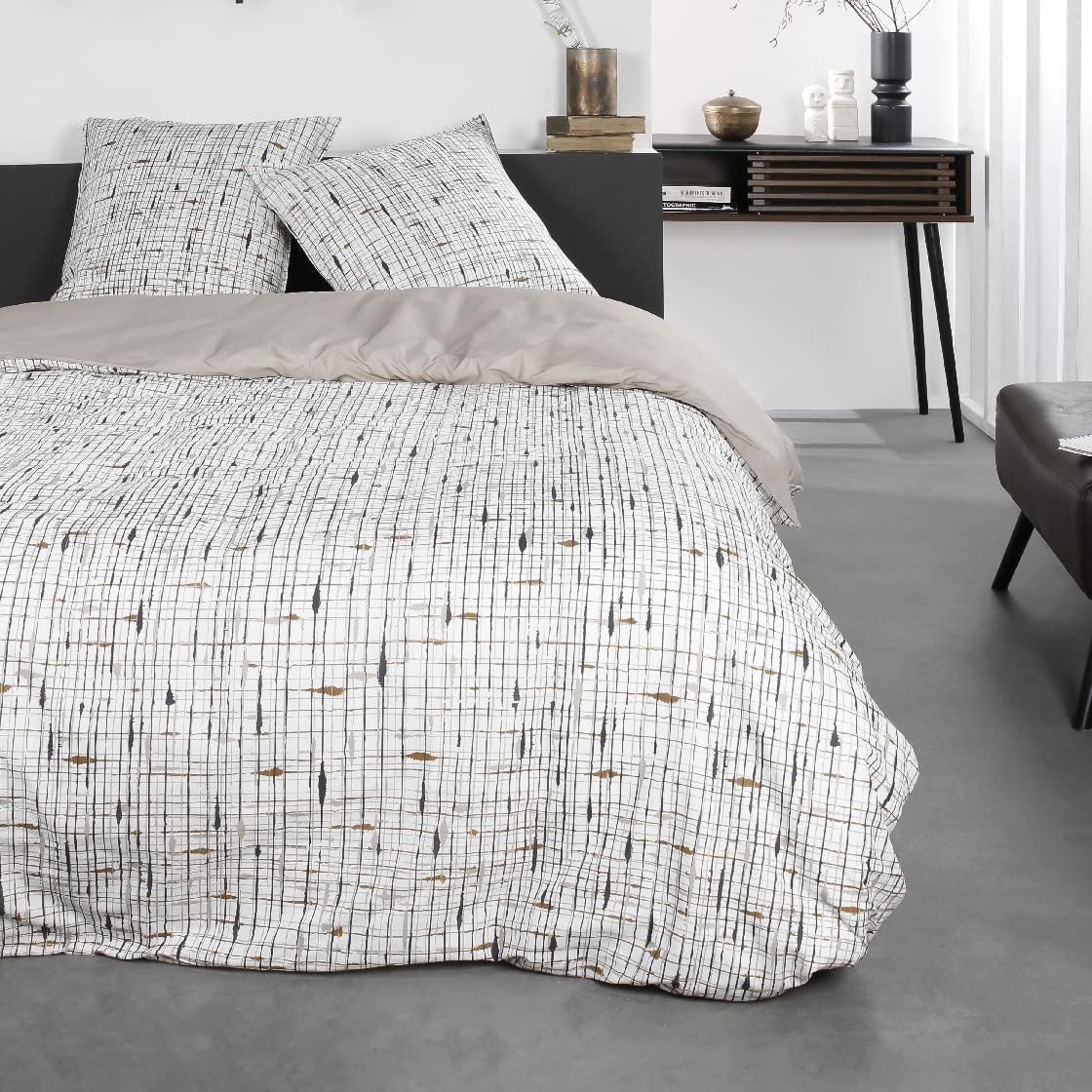 TODAY Duvet Cover Set, Cotton, Beige, Jumeau - Image 3