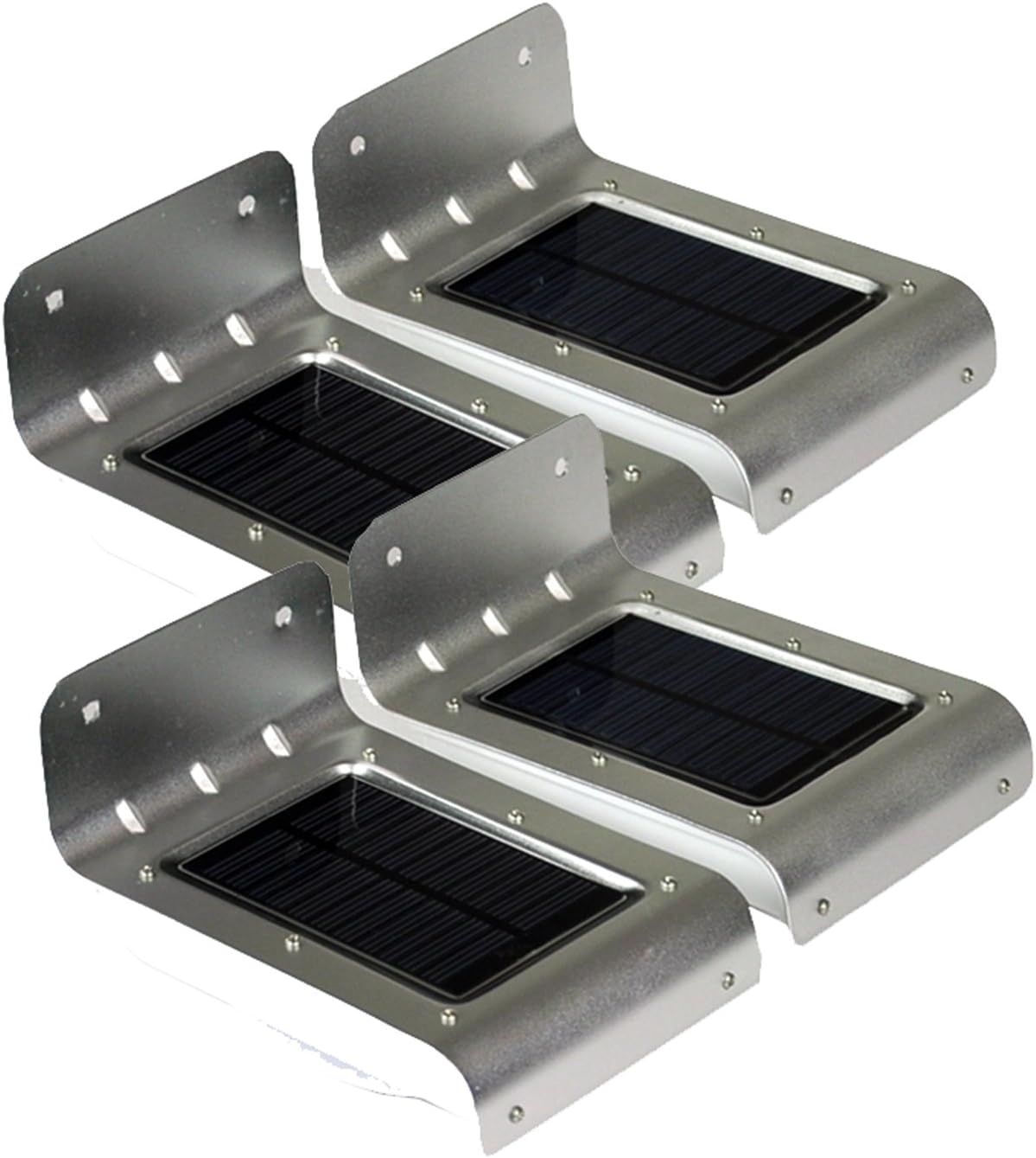 Instapark YT1008-4P Solar-Powered Dusk-to-Dawn Outdoor Motion Sensor LED Light, Weather-Proof, Color Silver, 4-Pack